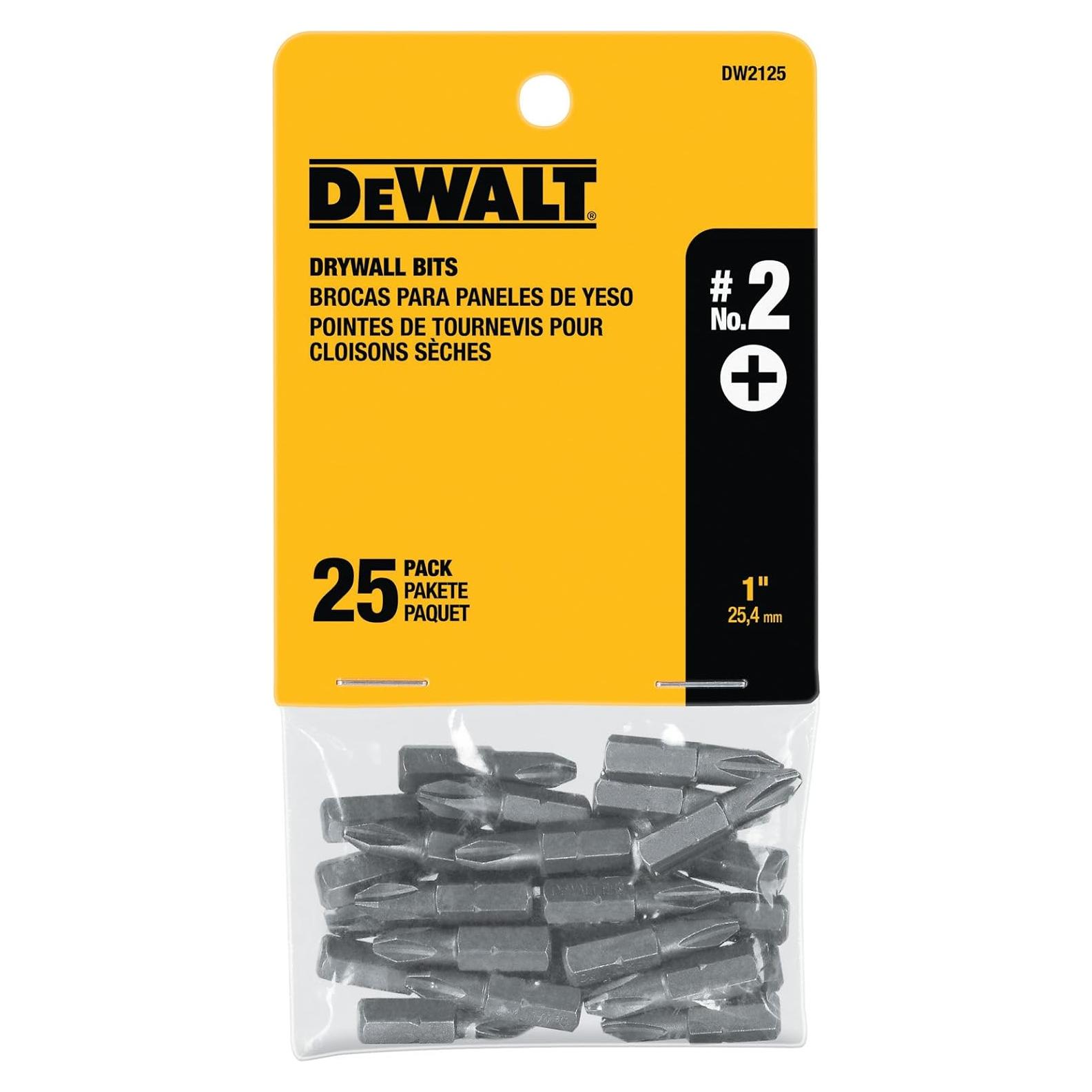 Puntas de Yeso Dewalt DW2125 Phillips #2 (Paquete 25)