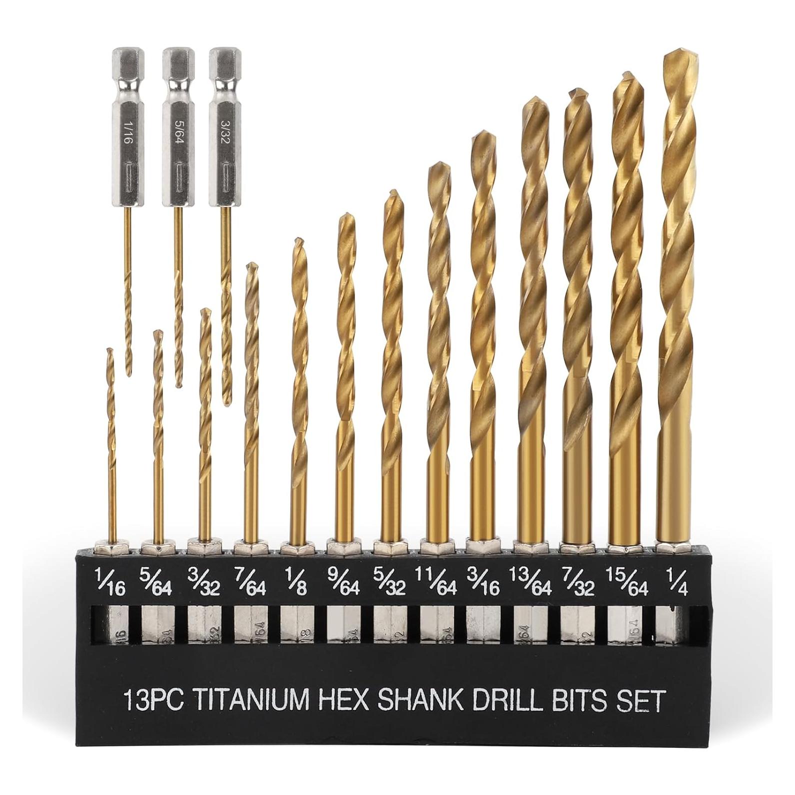 Juego de Brocas de Titanio COMOWARE - 16 Pcs 1,59-6,35 mm