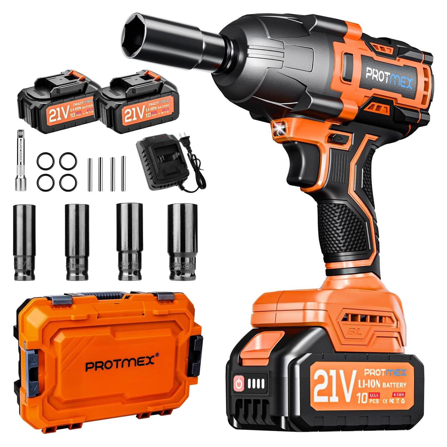 Llave de impacto inalámbrica Protmex 21V 1200N.m 3 velocidades