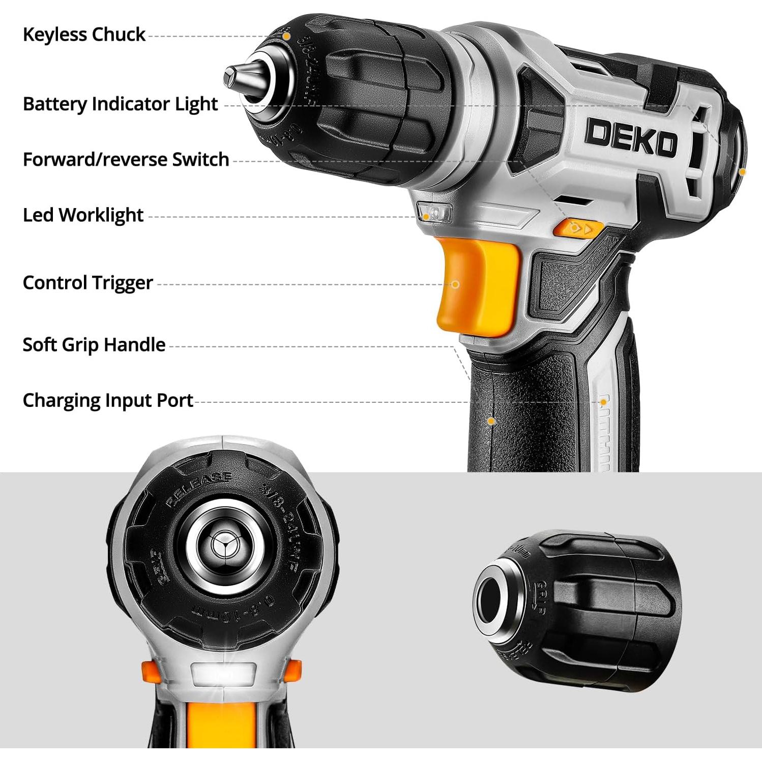 DEKOPRO Kit de Herramientas 126 Piezas con Taladro 8V