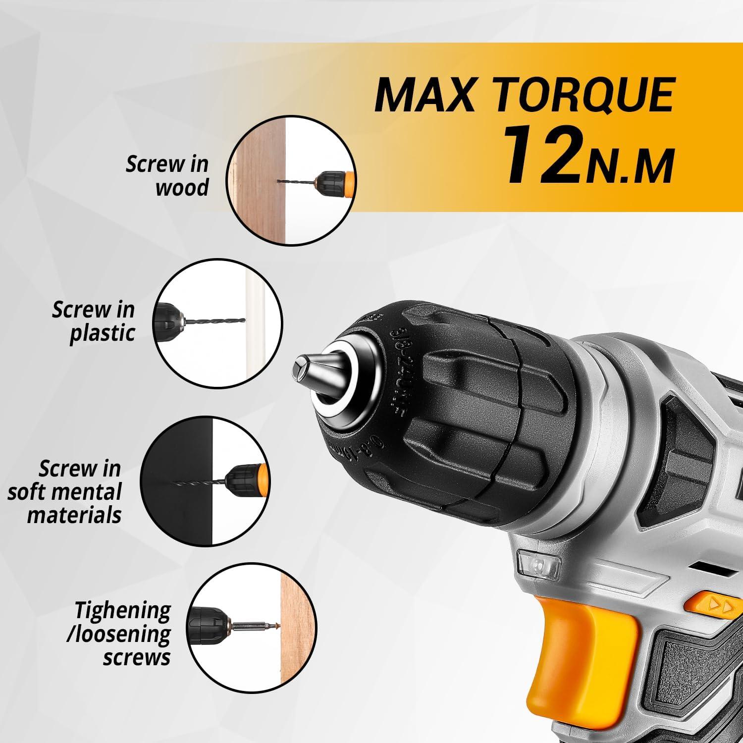 DEKOPRO Kit de Herramientas 126 Piezas con Taladro 8V