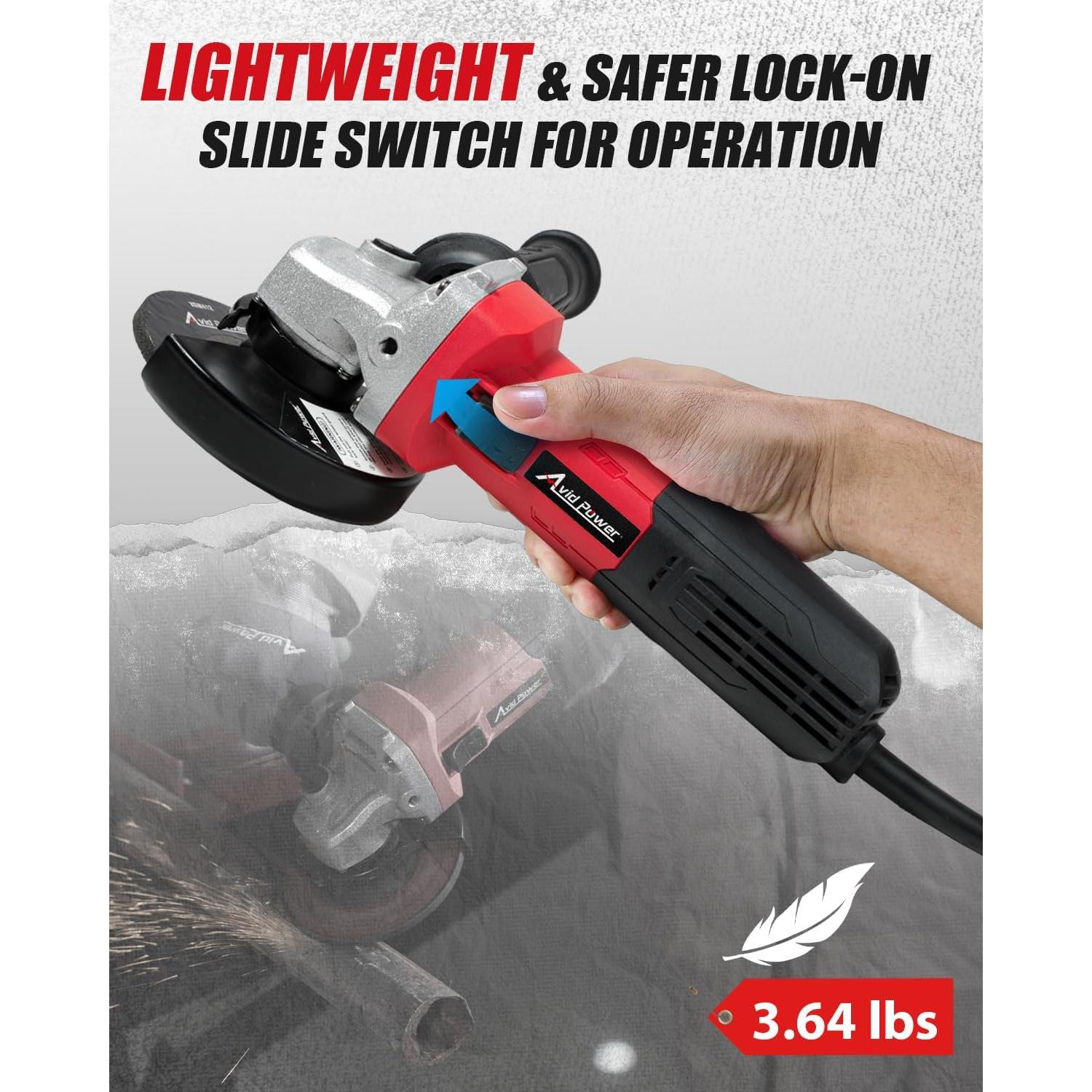 Amoladora Angular AVID POWER 7.5A 11.43cm con Accesorios