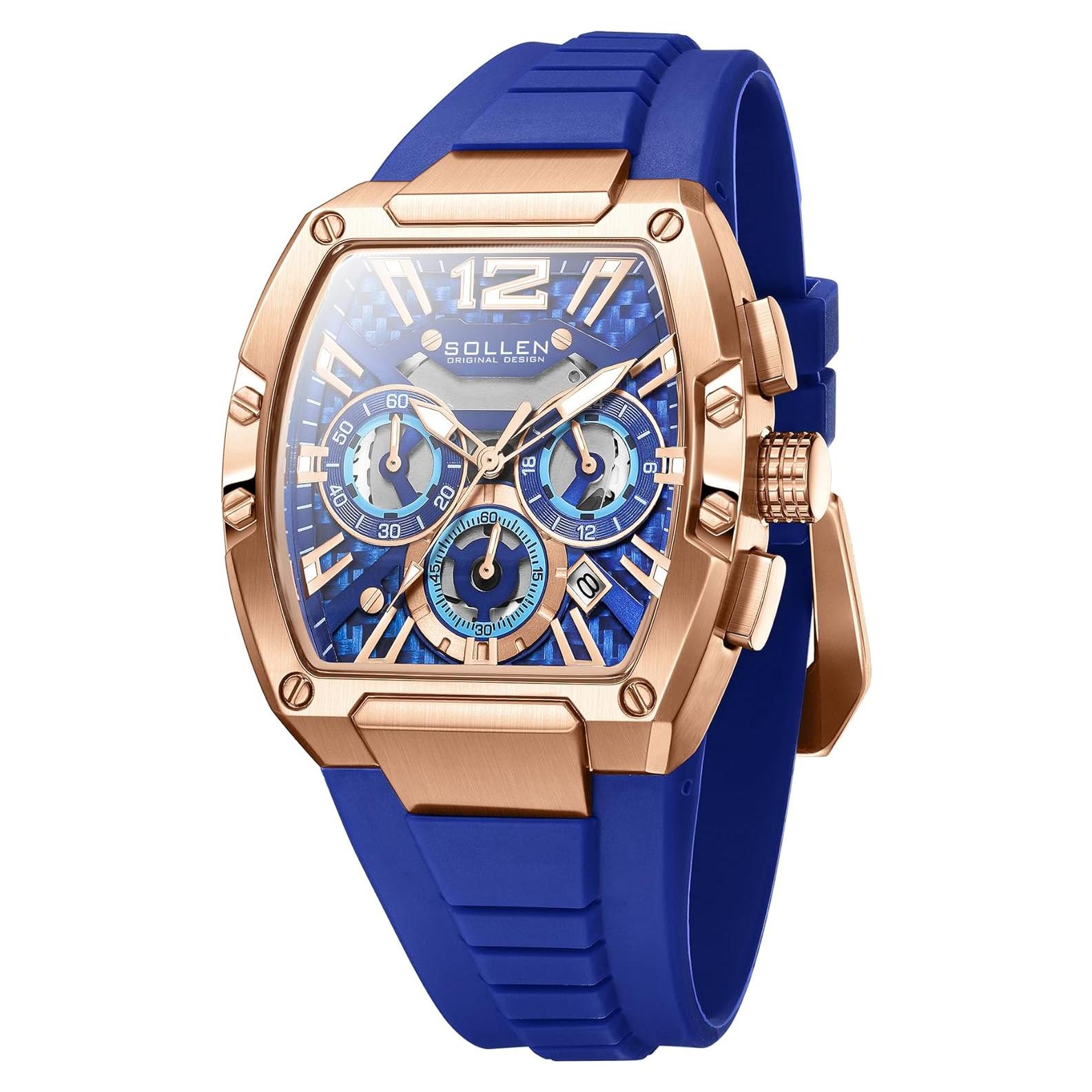Reloj de Pulsera Cronógrafo SOLLEN para Hombre Azul 40x50mm