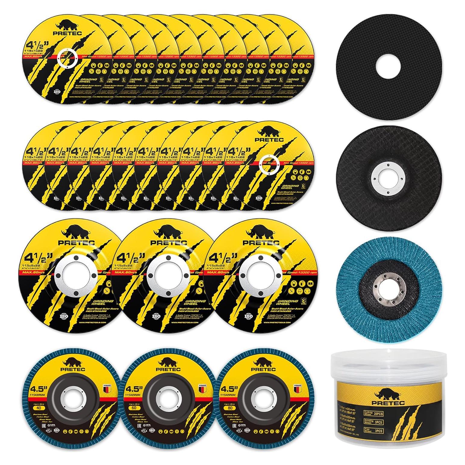 26 Paquetes Discos de Corte y Esmeril 4.5" PRETEC