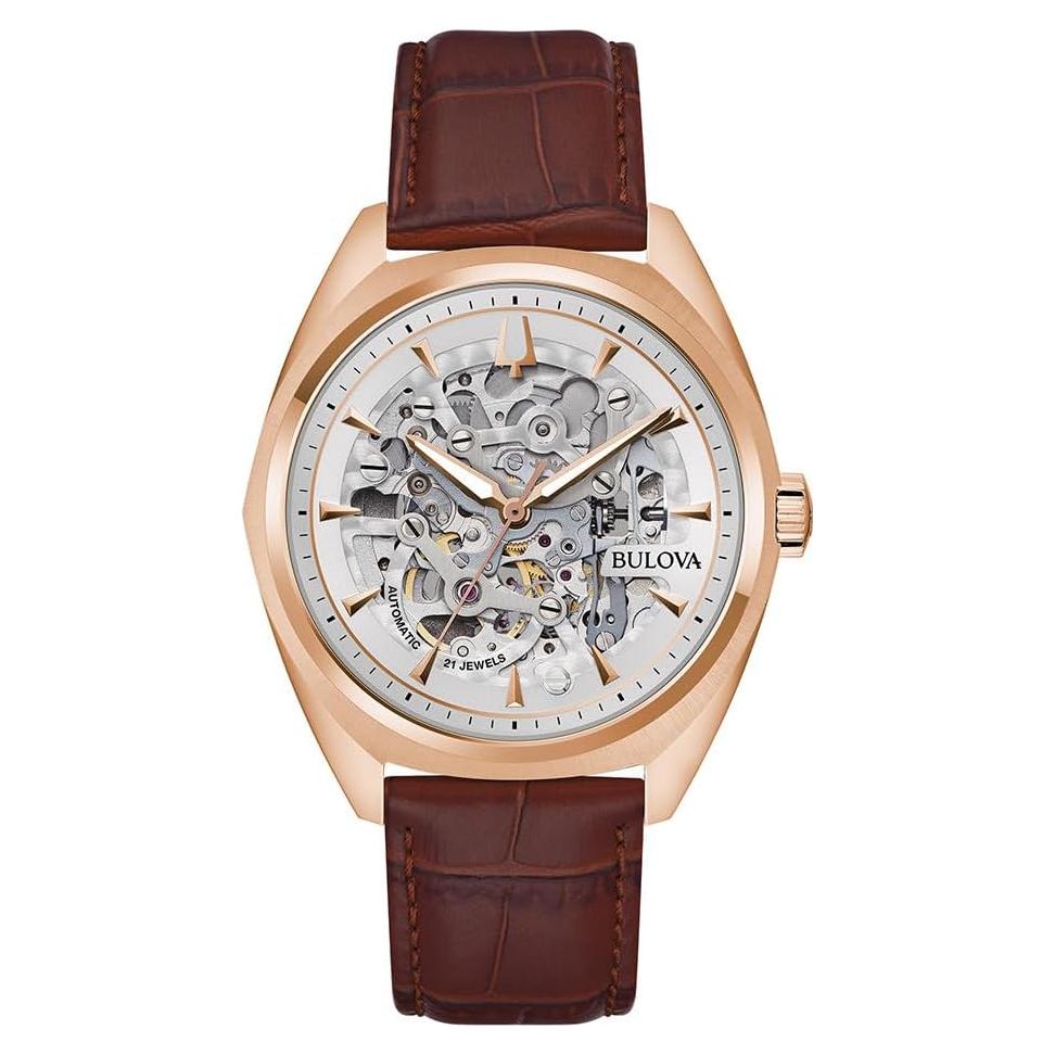 Reloj Clásico Automático Bulova 97A175 Hombre 41mm Cuero Negro