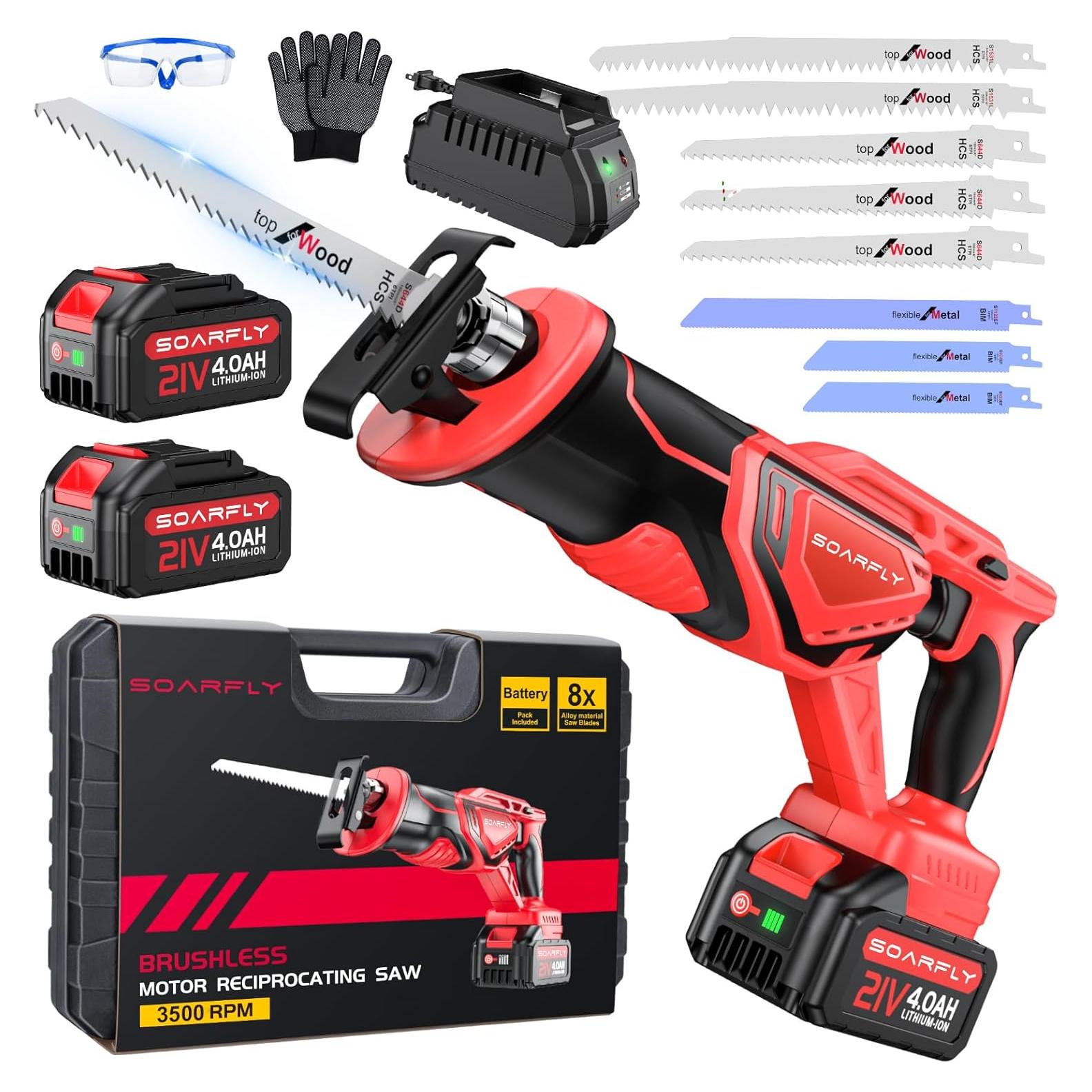 Sierra Recíproca Inalámbrica SOARFLY 21V con 2 Baterías 4.0Ah