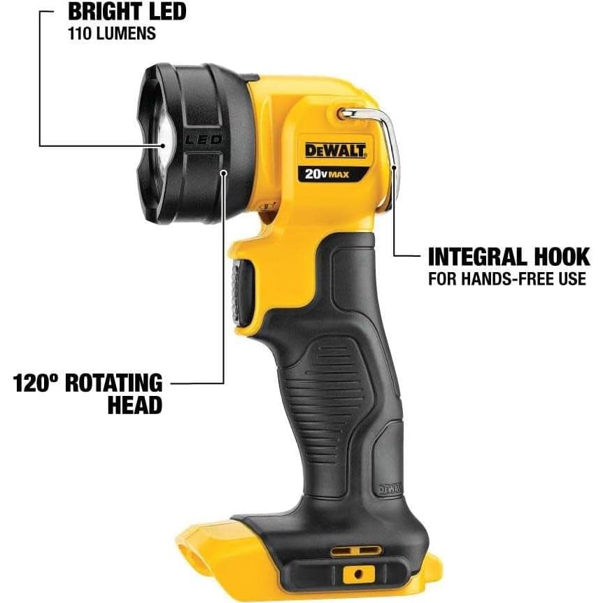 Linterna DEWALT DCL040 LED 110 Lúmenes con Gancho