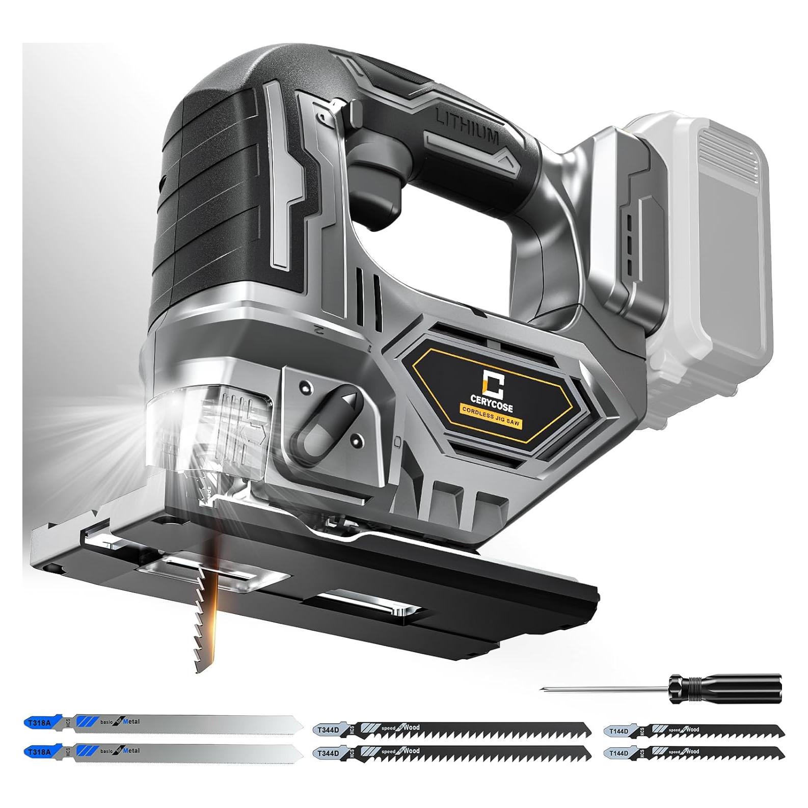 Sierra de calar inalámbrica Cerycose 20V 2900 RPM con LED