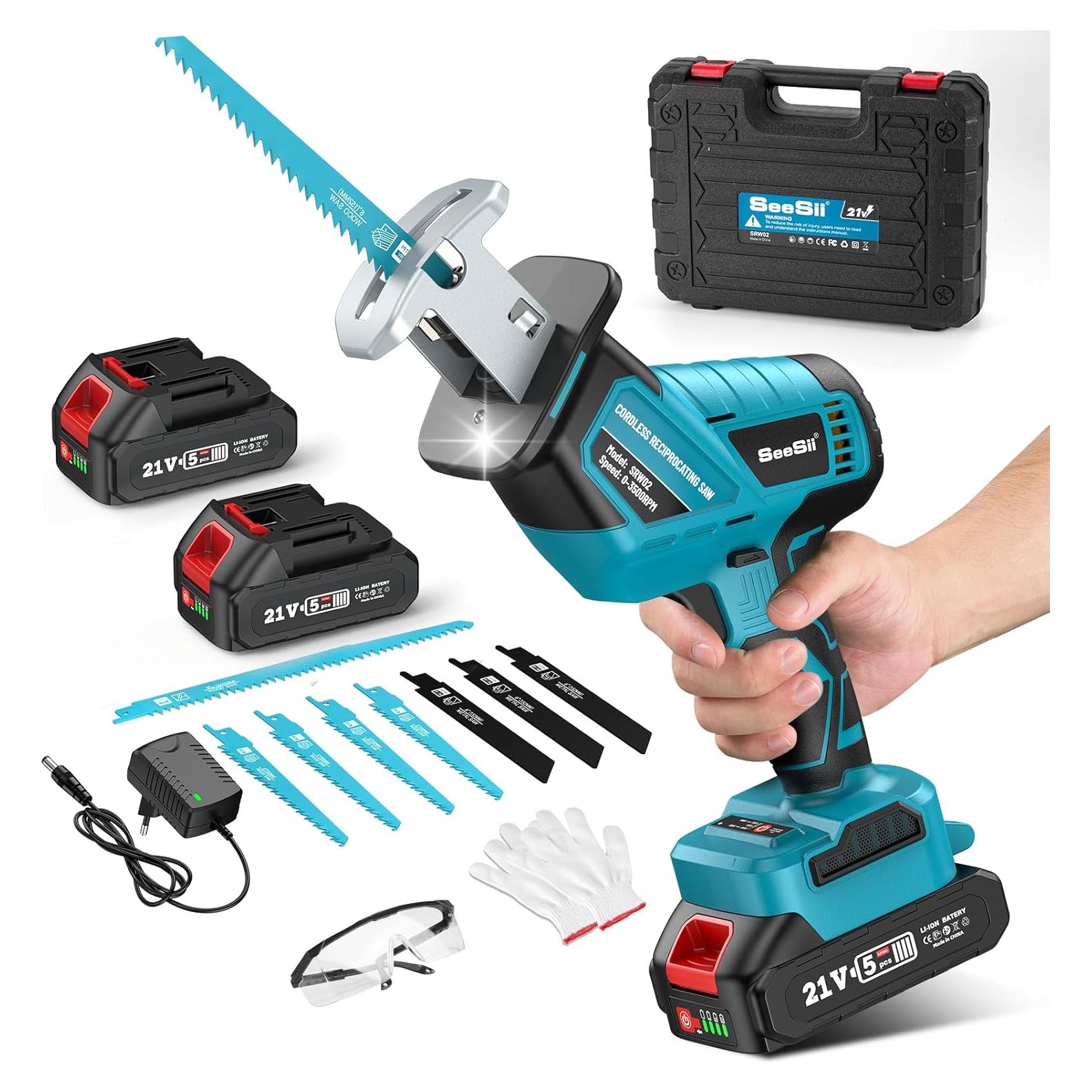 Sierra Recíproca Sin Cable Seesii 200W 3500 RPM 2 Baterías