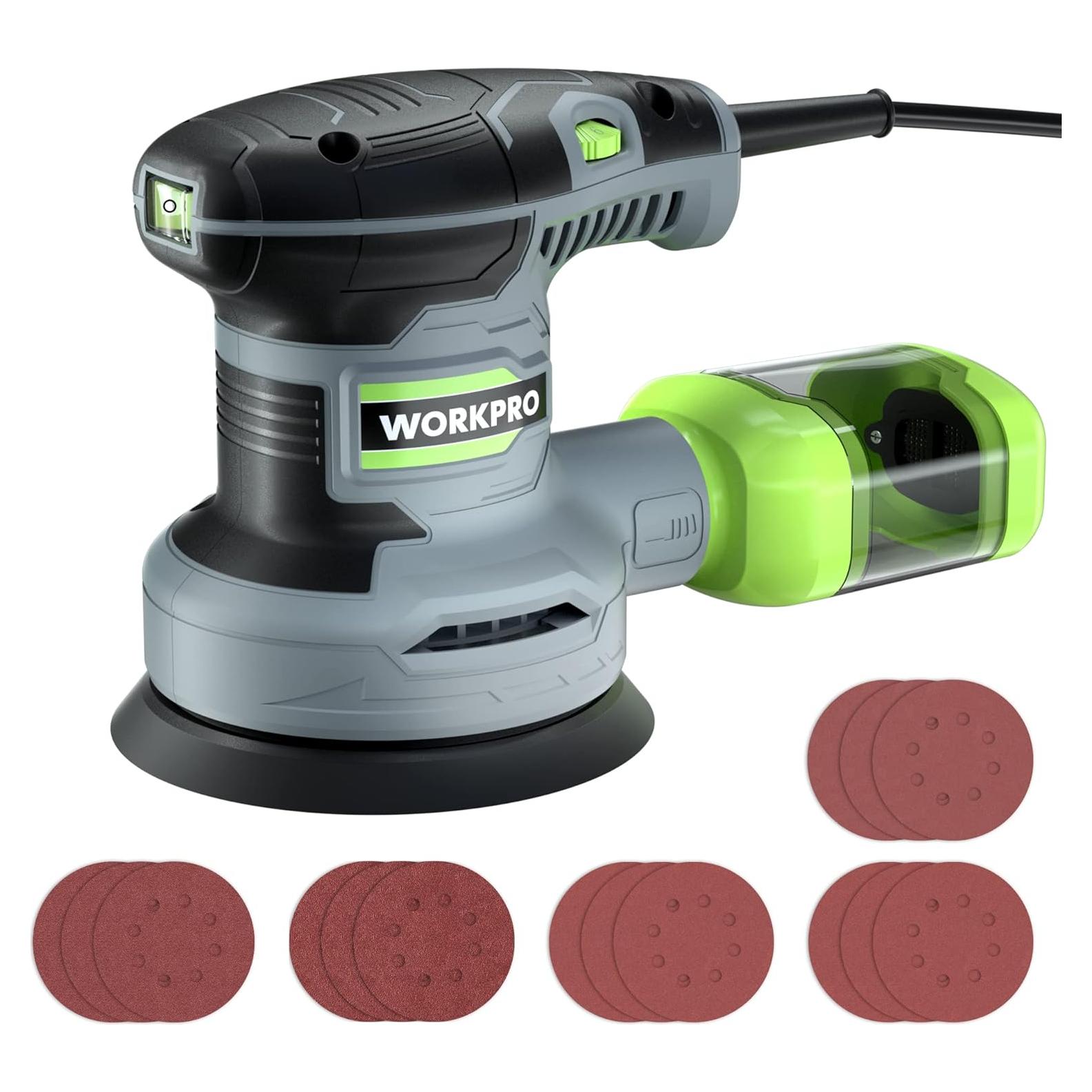 Lijadora Orbital WORKPRO 5" 6 Velocidades 2.5A 14000 RPM