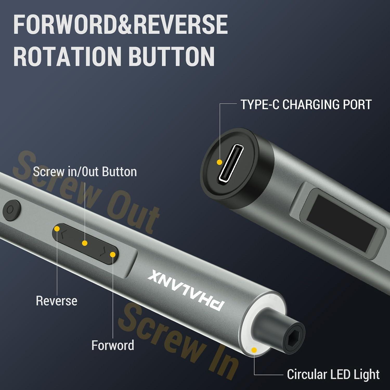 Destornillador Eléctrico PHALANX Mini 3.7V 60 Piezas