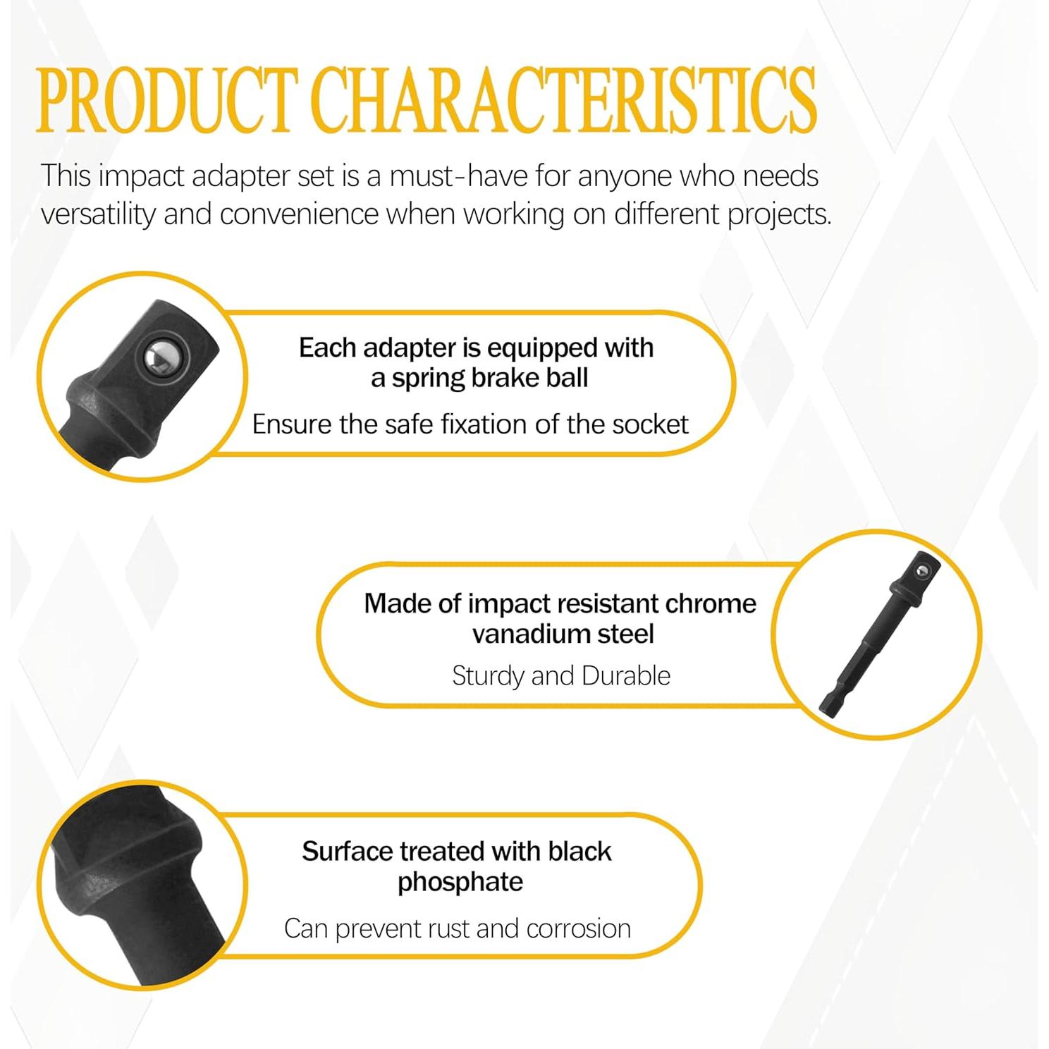 Conjunto de Adaptadores de Enchufe DeWalt DW2542IR - 6 Piezas