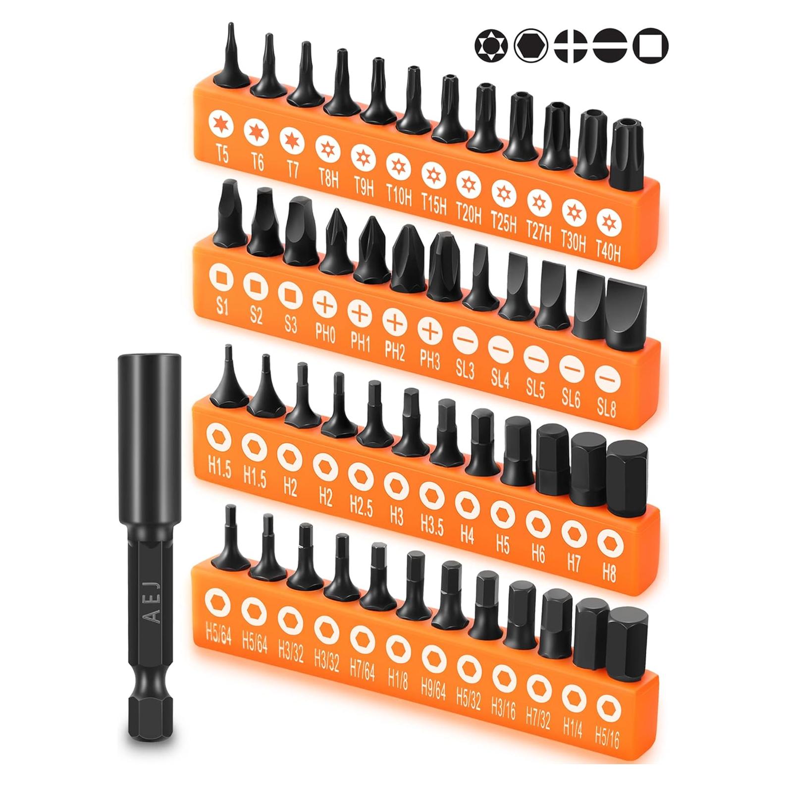 Juego de 49 Puntas de Destornillador AEJ Acero S2