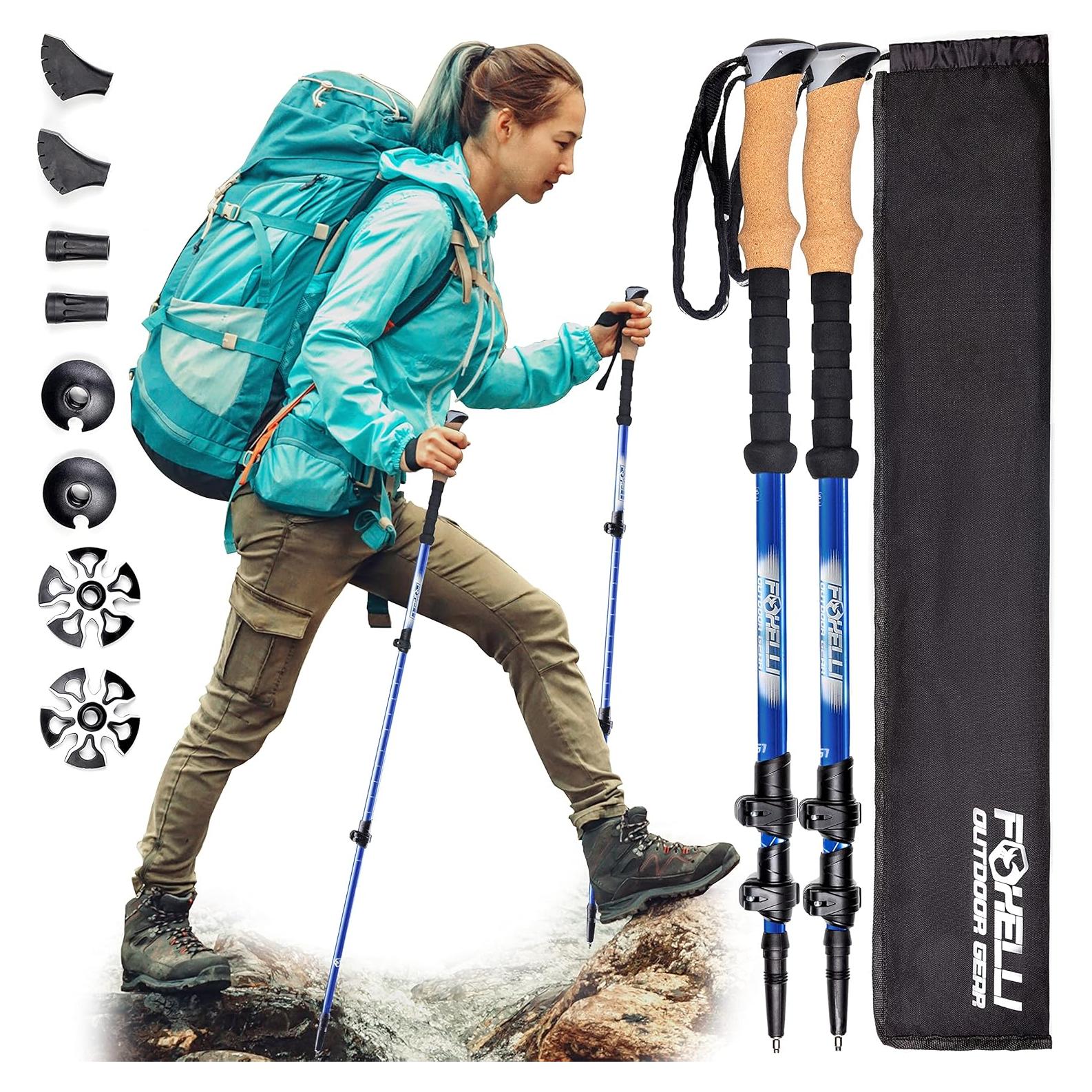 Bastones de Senderismo Foxelli Plegables de Carbono 2 Piezas