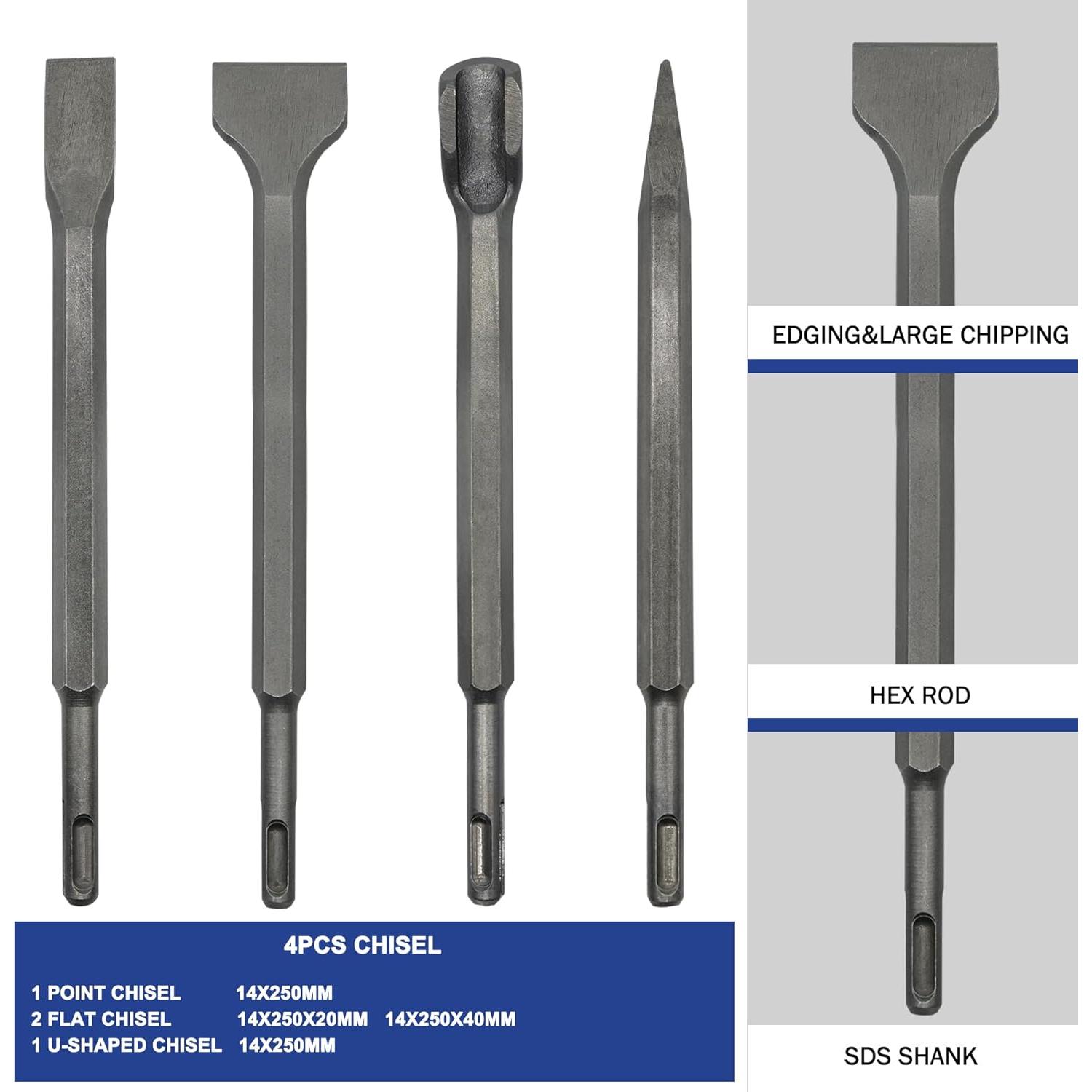 Juego de 17 Brocas y Cinceles GMTOOLS SDS Plus para Concreto