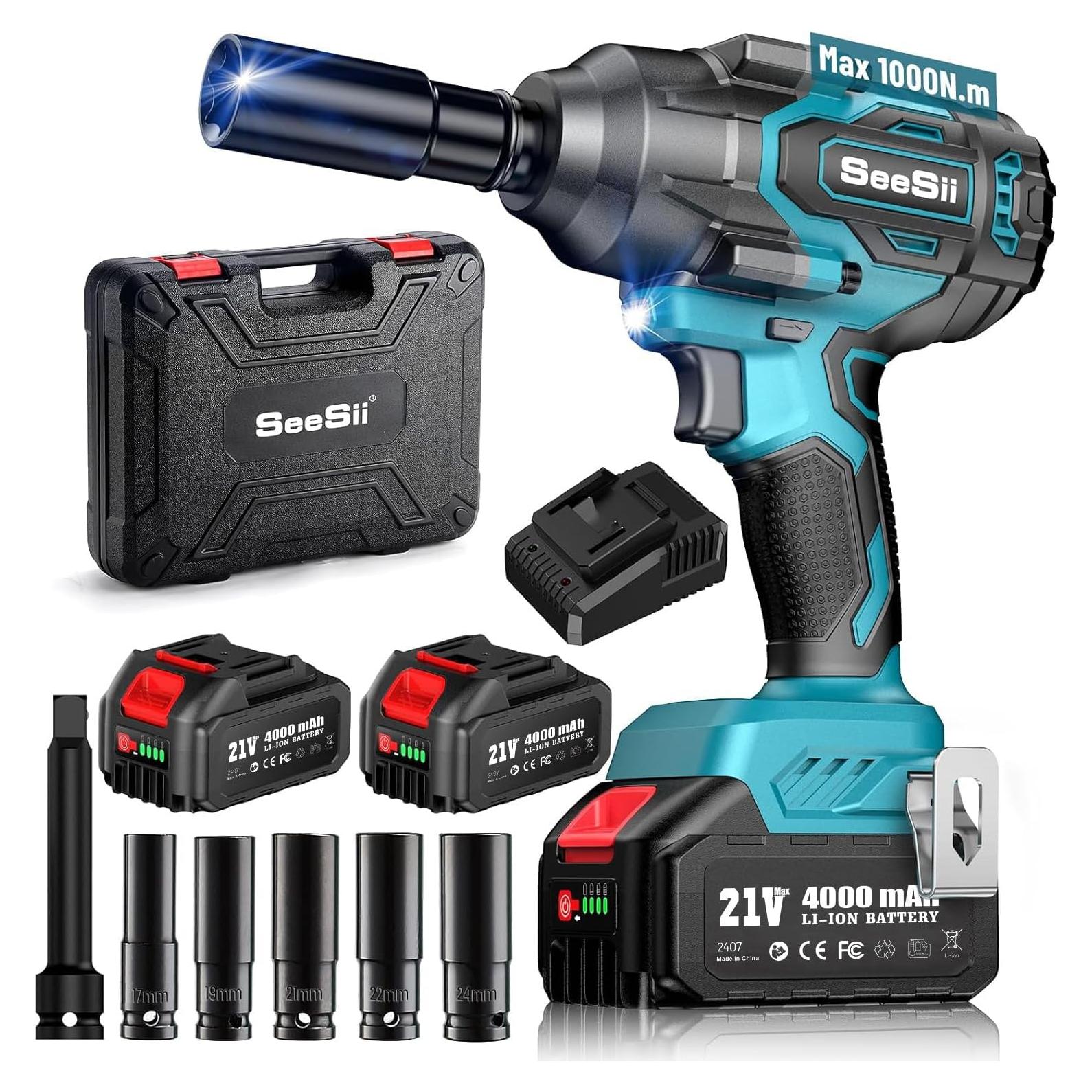 Llave de Impacto Inalámbrica Seesii WH760 1000N.m 1/2"