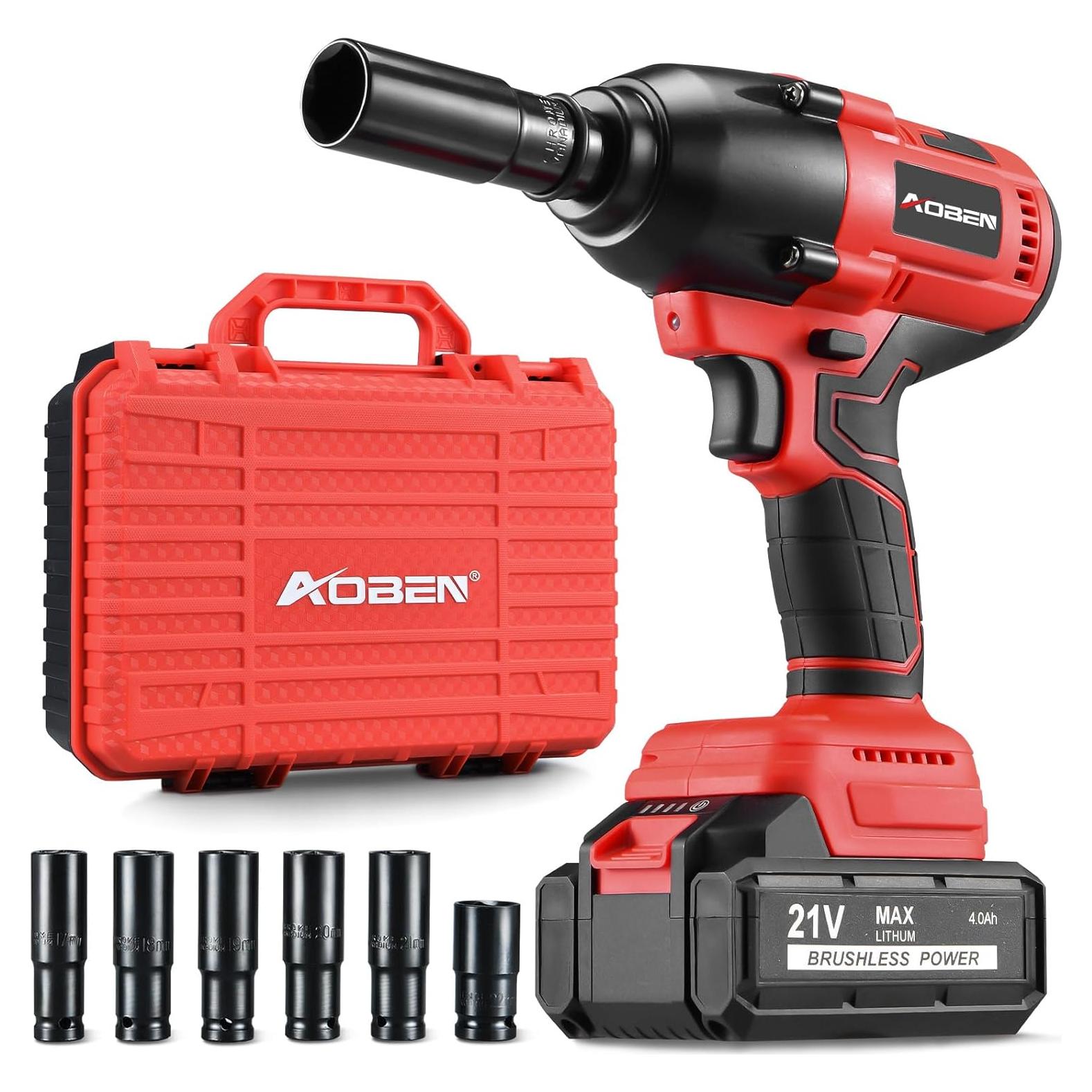 Llave de Impacto Inalámbrica AOBEN 1/2" 600N.m Kit Completo