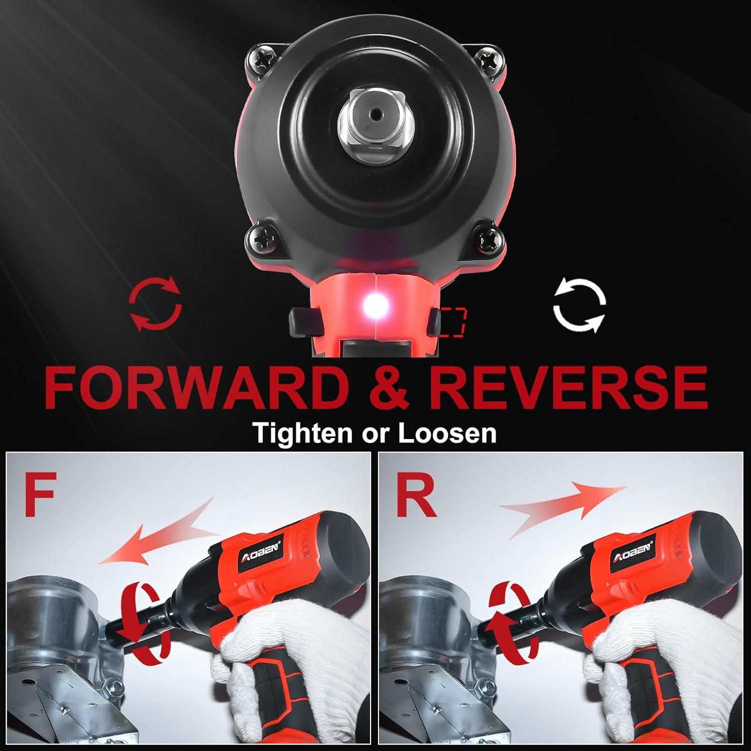 Llave de Impacto Inalámbrica AOBEN 1/2" 600N.m Kit Completo