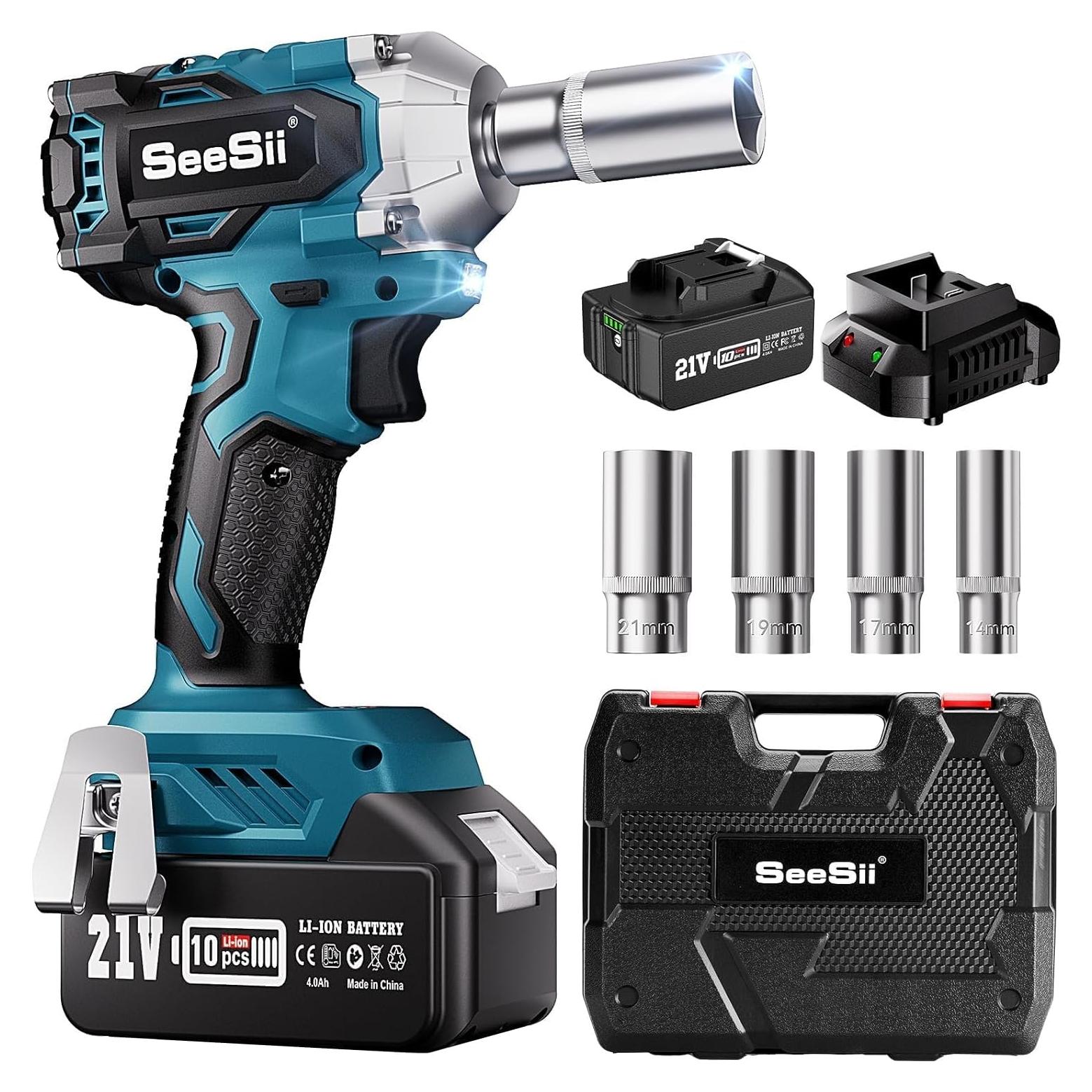 Llave de Impacto Inalámbrica Seesii WH450 450N.m 21V Compacta