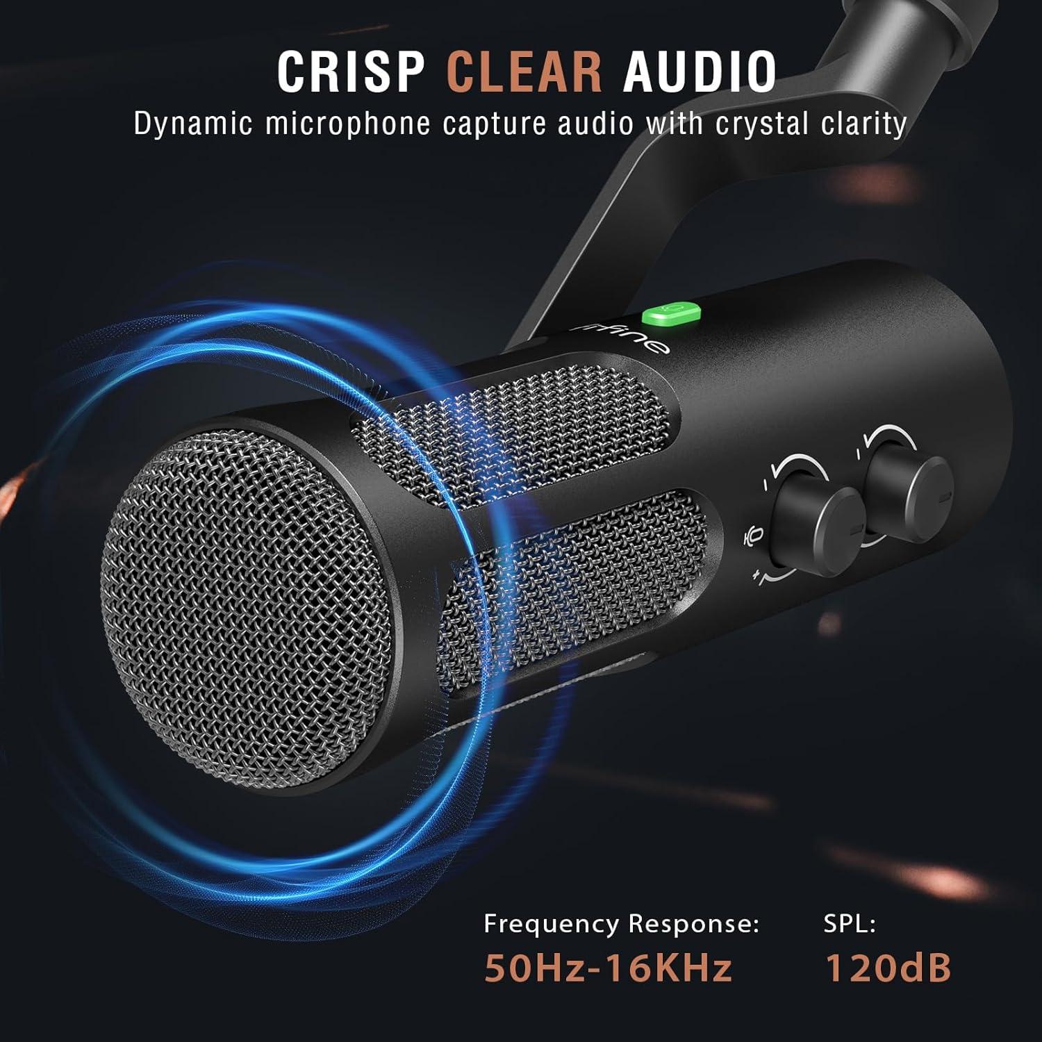 Micrófono Dinámico XLR/USB FIFINE TANK3 para Podcasting