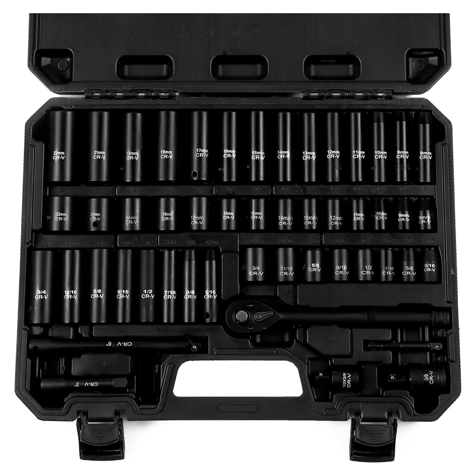 Juego de Llaves de 50 Piezas Reniteco 3/8" Métrico y SAE