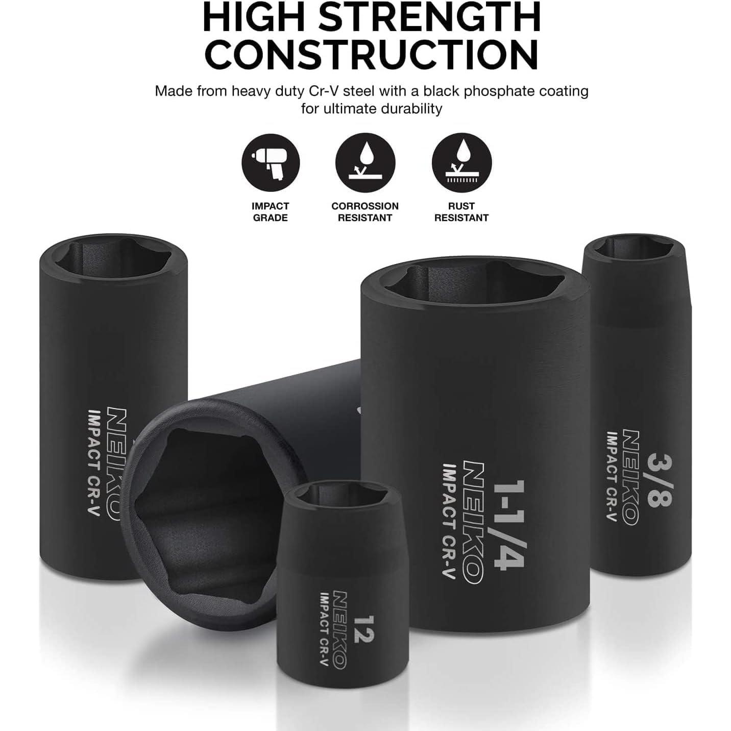 Juego de Enchufes de Impacto NEIKO 65 Piezas SAE y Métrico