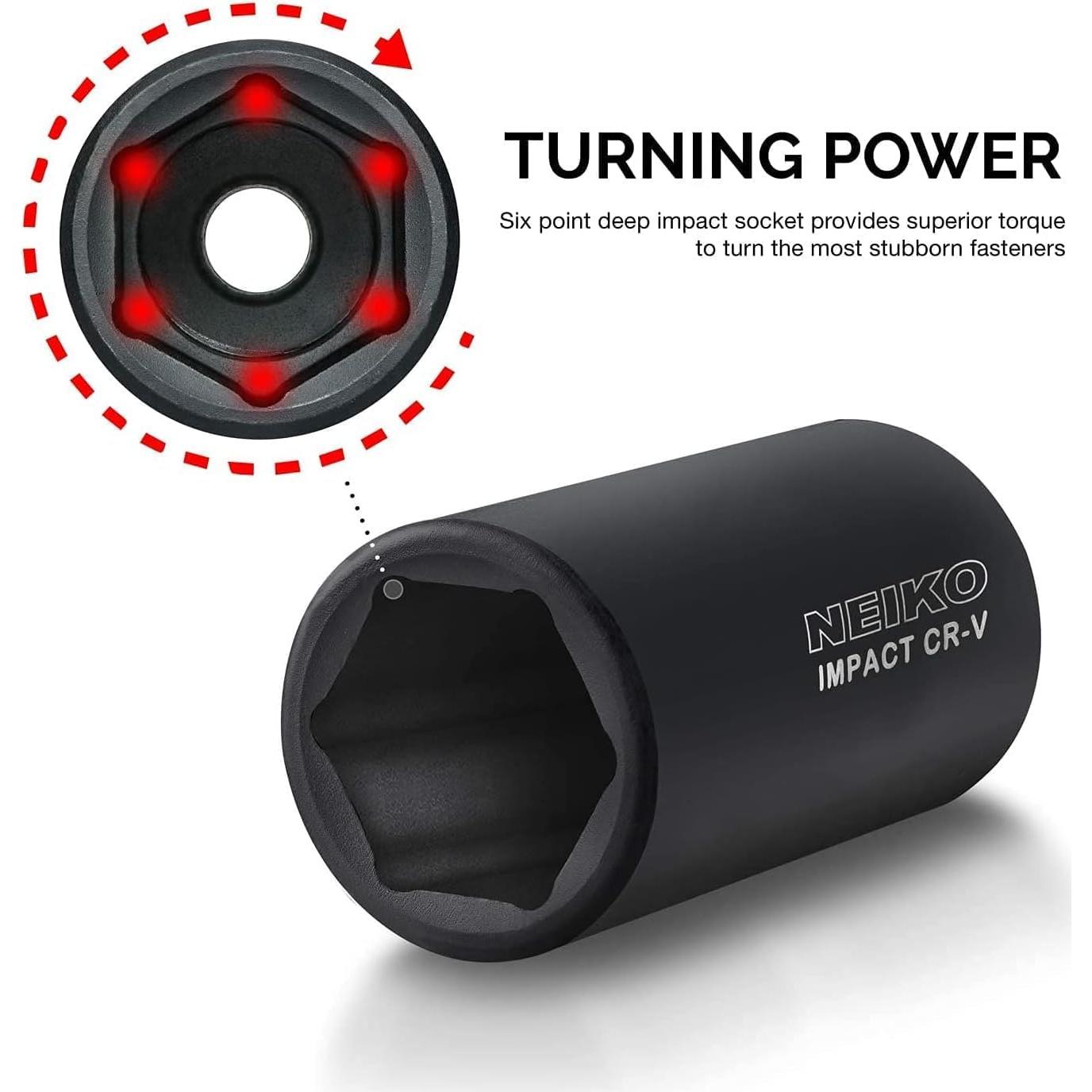 Juego de Enchufes de Impacto NEIKO 65 Piezas SAE y Métrico