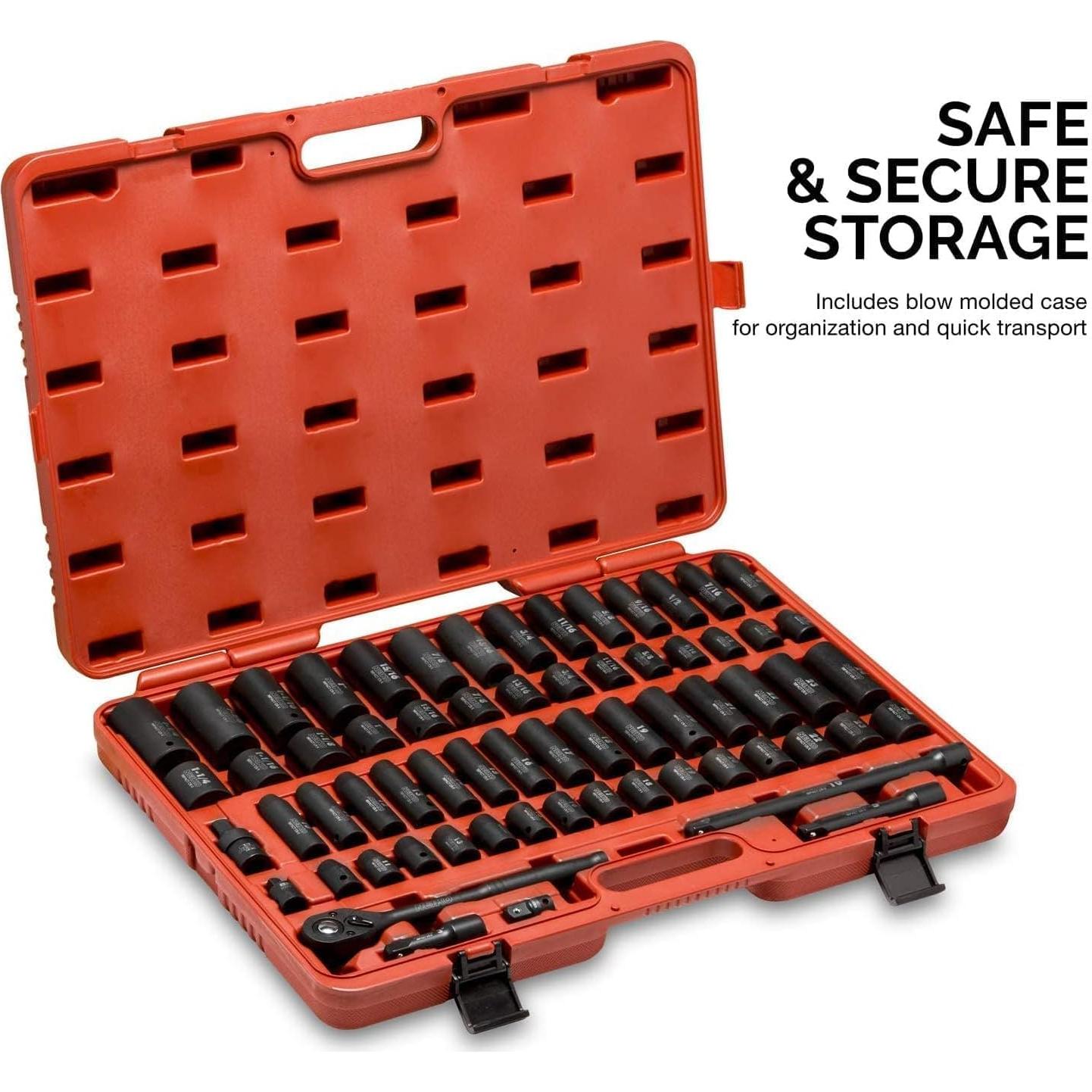 Juego de Enchufes de Impacto NEIKO 65 Piezas SAE y Métrico