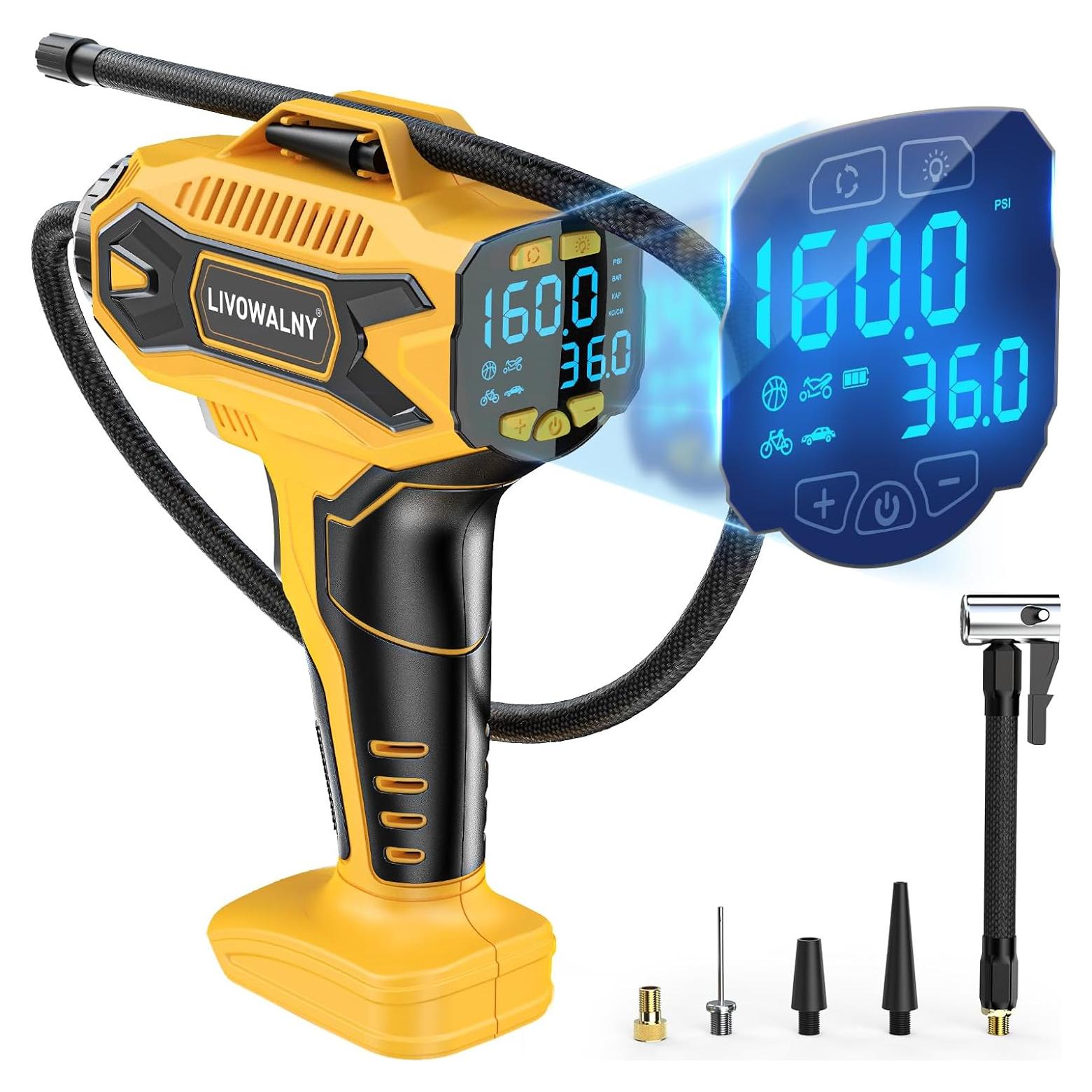 Compresor de Aire LIVOWALNY 20V 160PSI Portátil Inalámbrico