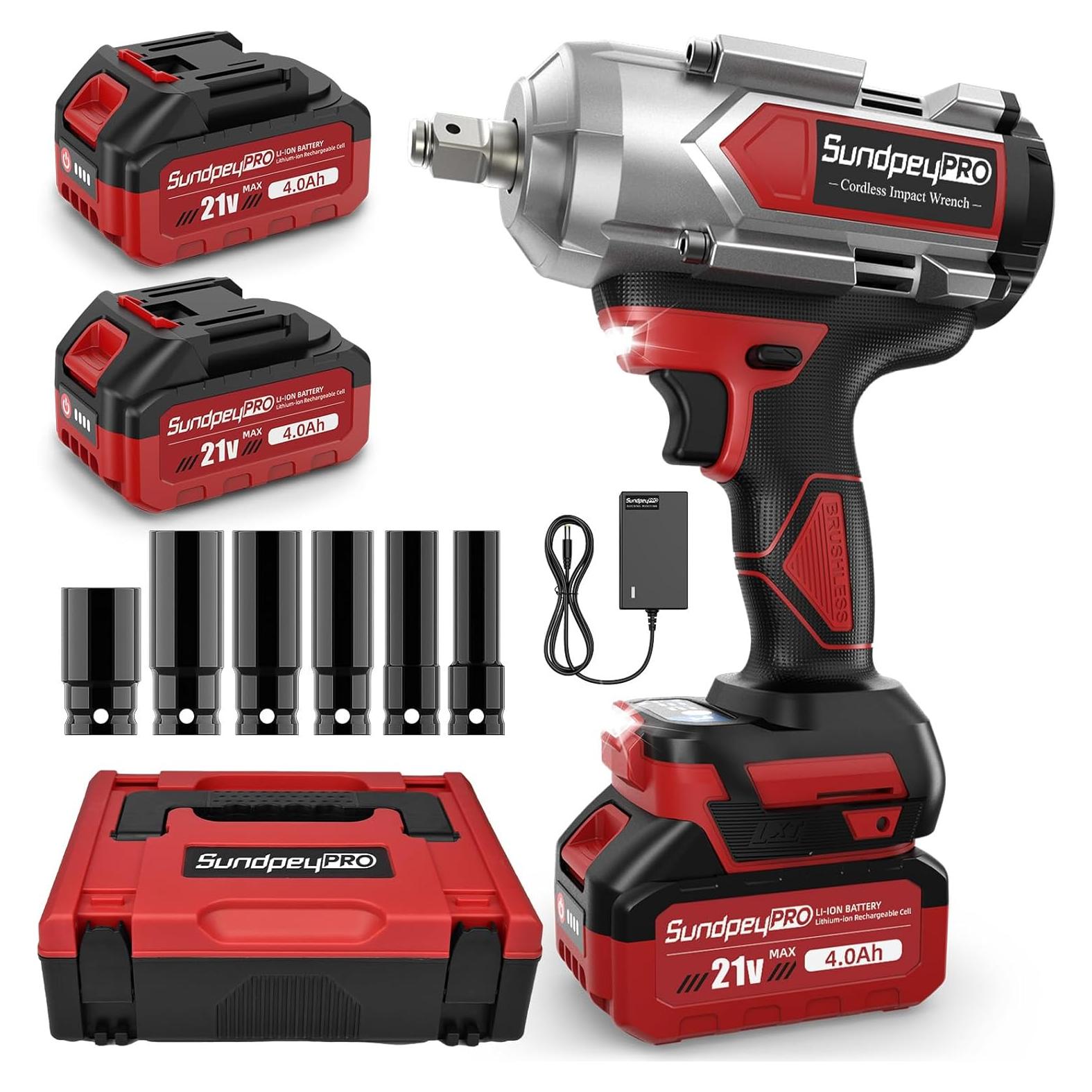 Llave de impacto inalámbrica SundpeyPRO 1300Nm 21V 2 baterías