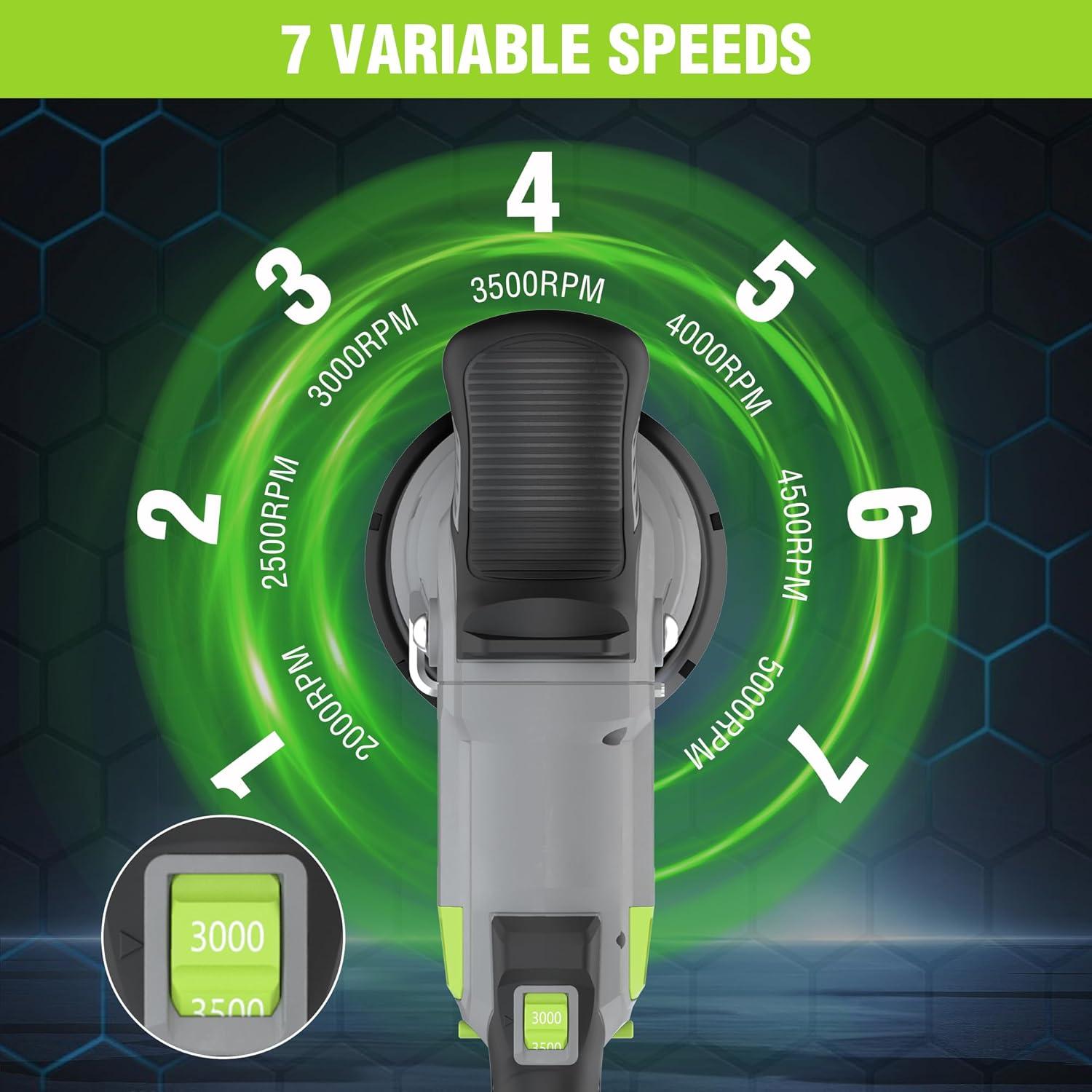 20V Cordless Buffer & Polisher Kit, Brushless Dual Action with 4.0Ah Battery, 7 Variable Speeds Up to 5000RPM, Random Orbital Polisher Kit for Car Detailing, Waxing & Polishing