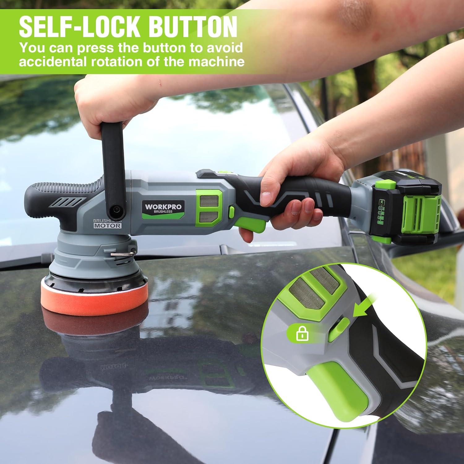 20V Cordless Buffer & Polisher Kit, Brushless Dual Action with 4.0Ah Battery, 7 Variable Speeds Up to 5000RPM, Random Orbital Polisher Kit for Car Detailing, Waxing & Polishing