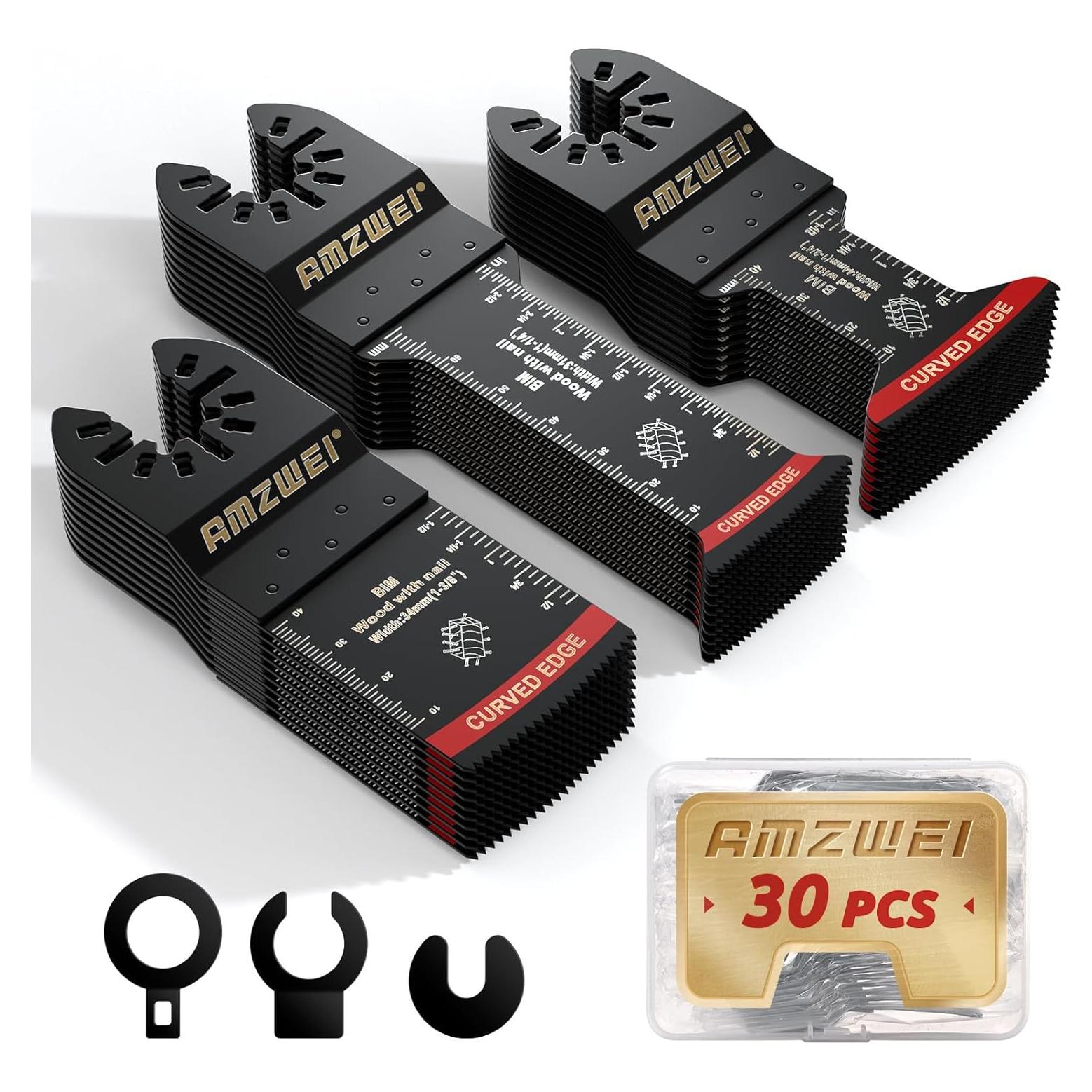 30 Cuchillas Bi-Metal AMZWEI para Multiherramienta 3 Tipos
