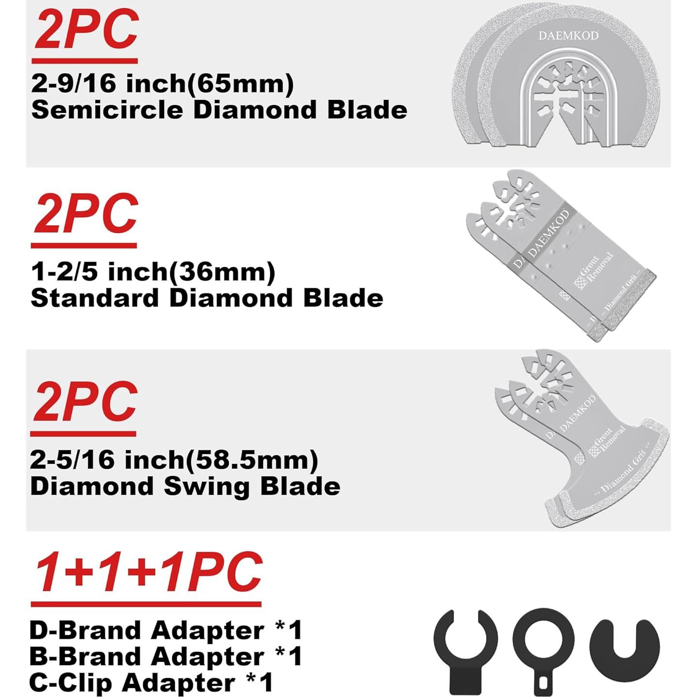 Cuchillas de Diamante DAEMKOD 6 Pcs para Herramienta Oscilante