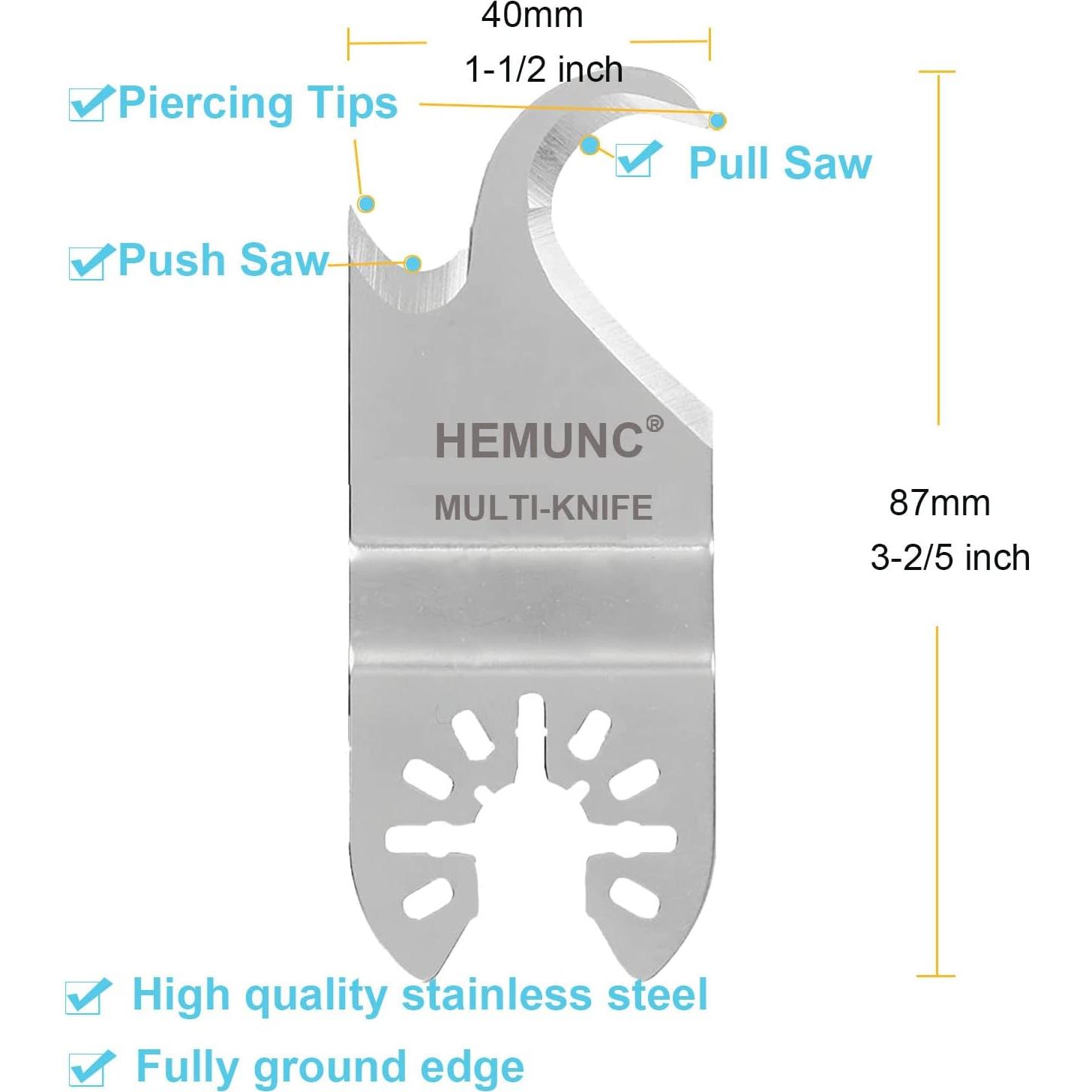 4 Hojas de sierra oscilante HEMUNC para cortar tejas y PVC