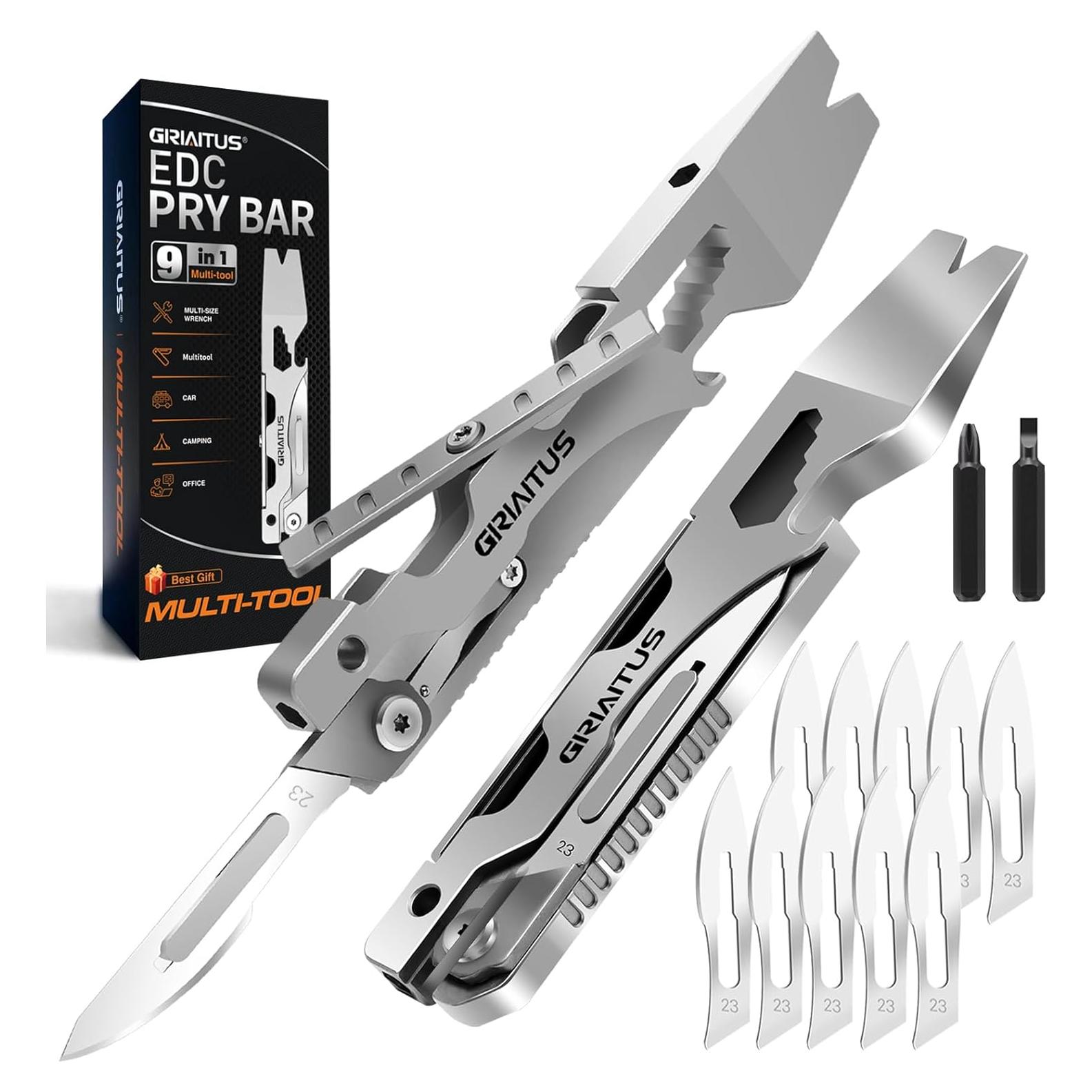 GIRIAITUS Multitool 9 en 1 Barra de Palanca y Cuchillo