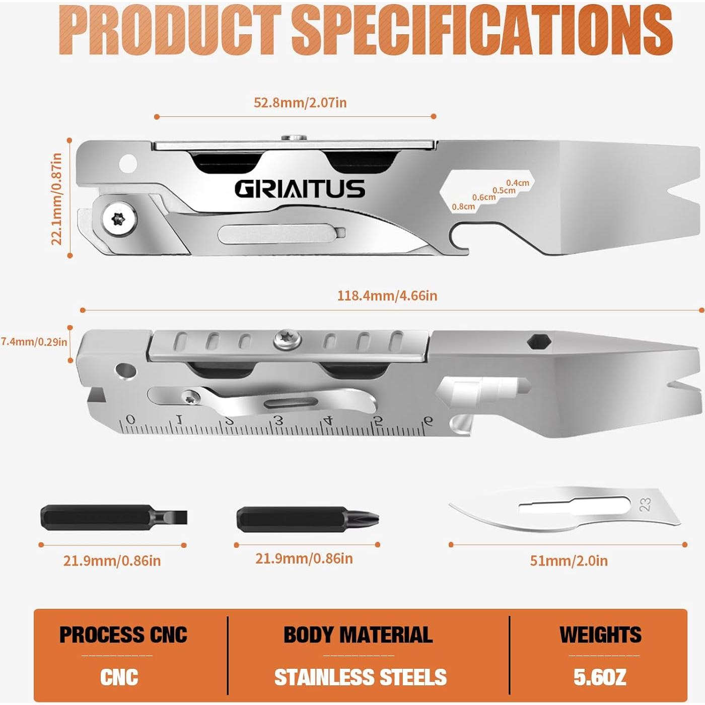 GIRIAITUS Multitool 9 en 1 Barra de Palanca y Cuchillo