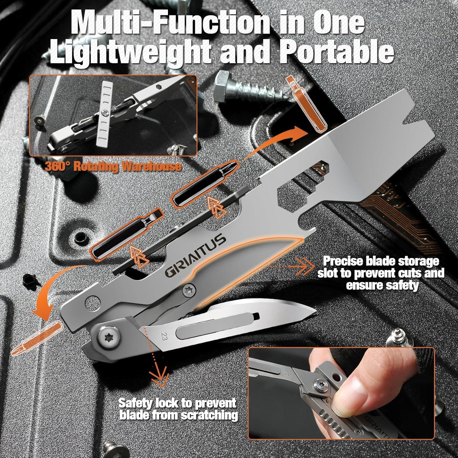 GIRIAITUS Multitool 9 en 1 Barra de Palanca y Cuchillo