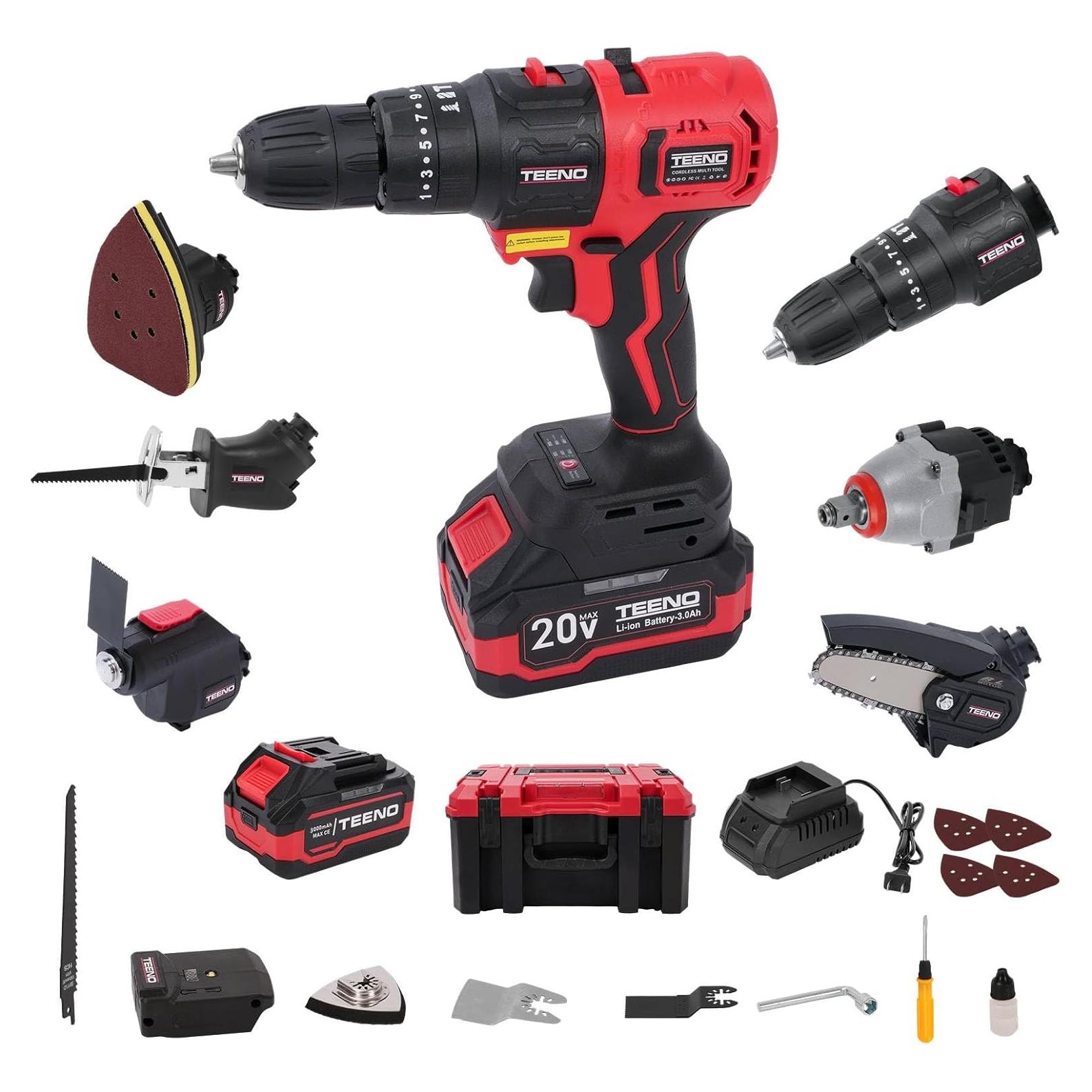 Kit Herramientas Inalámbricas TEENO 20V 8 en 1 con Estuche