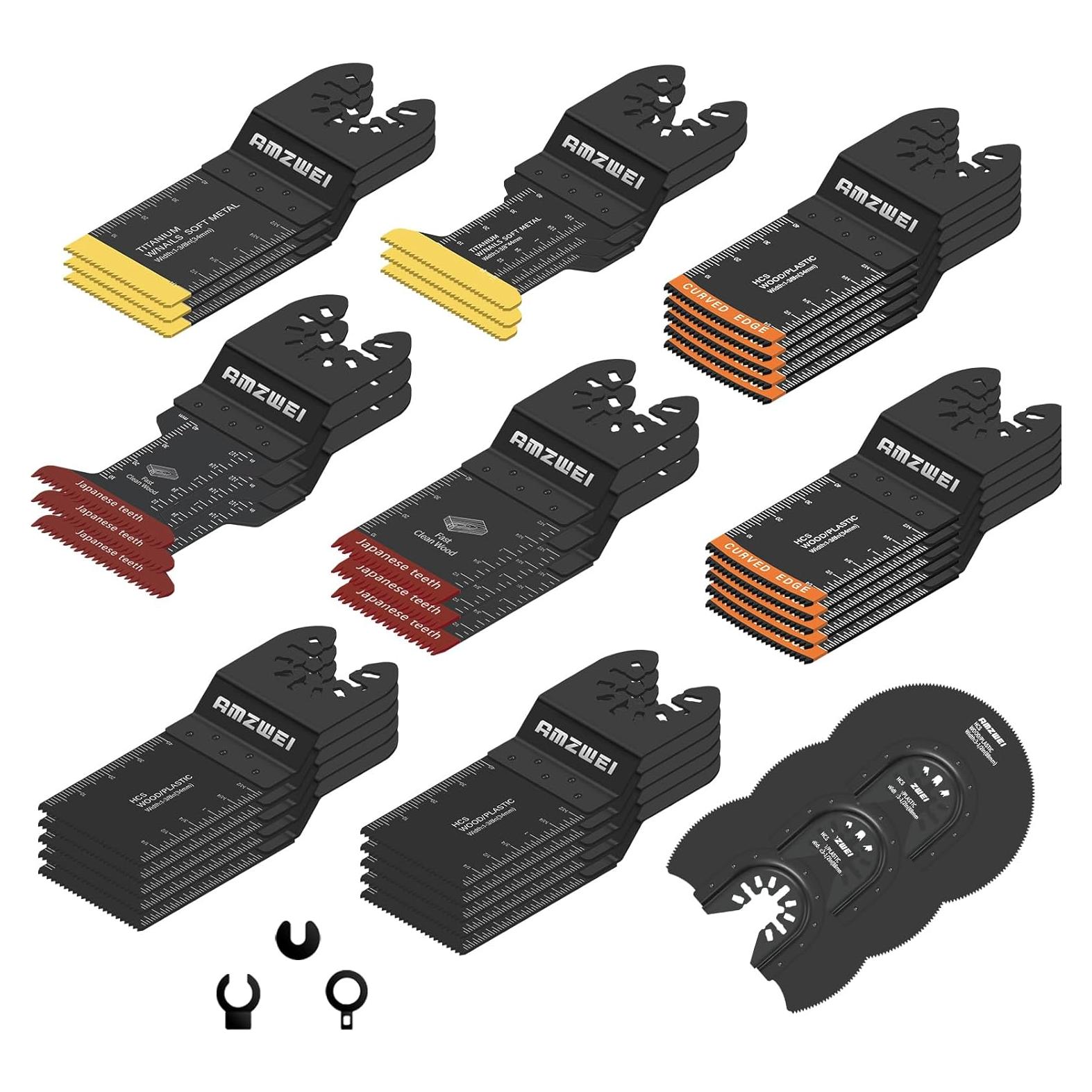 Set 35 Cuchillas Oscilantes AMZWEI para Madera y Metal