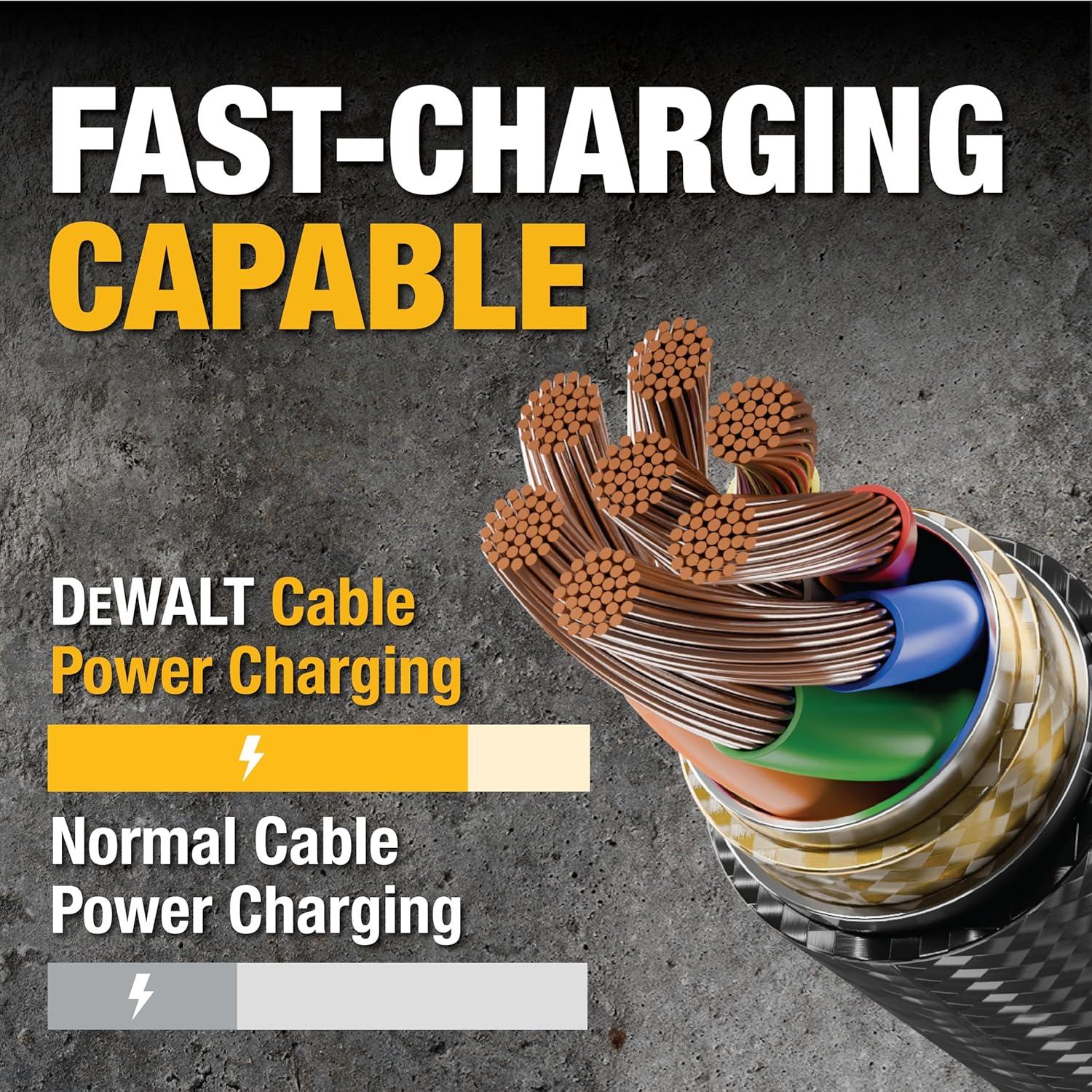 Cable USB C DEWALT 4 FT Carga Rápida Nylon Trenzado