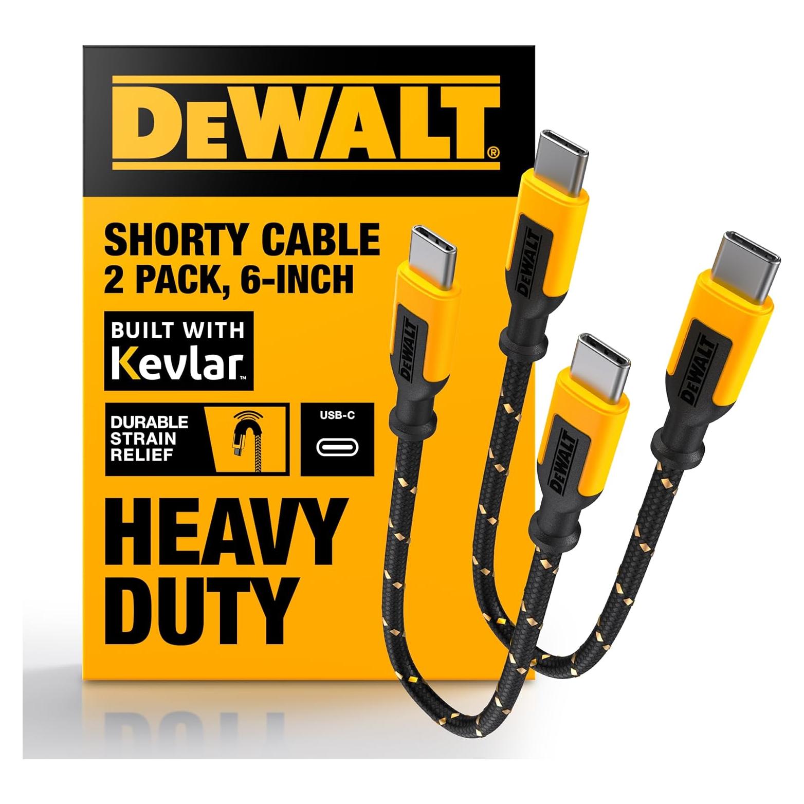 Cable USB C a USB C DEWALT 60W 15.24 cm 2 paquetes