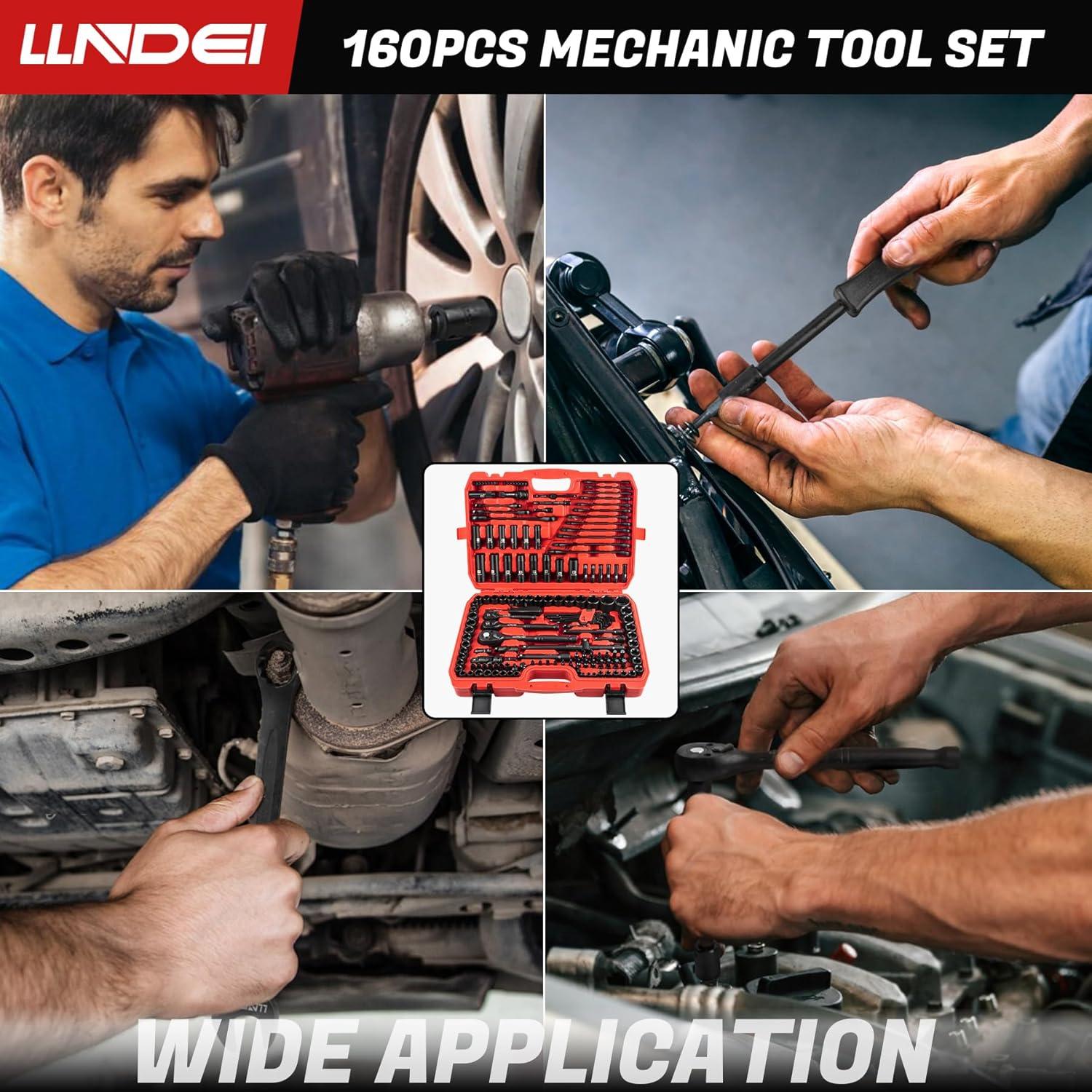 Juego de Herramientas Mecánicas LLNDEI 160 Piezas CR-V