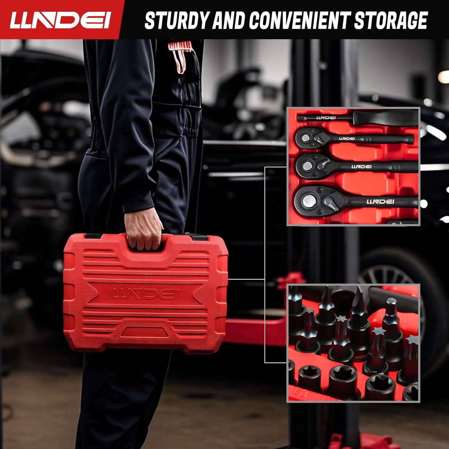 Juego de Herramientas Mecánicas LLNDEI 160 Piezas CR-V