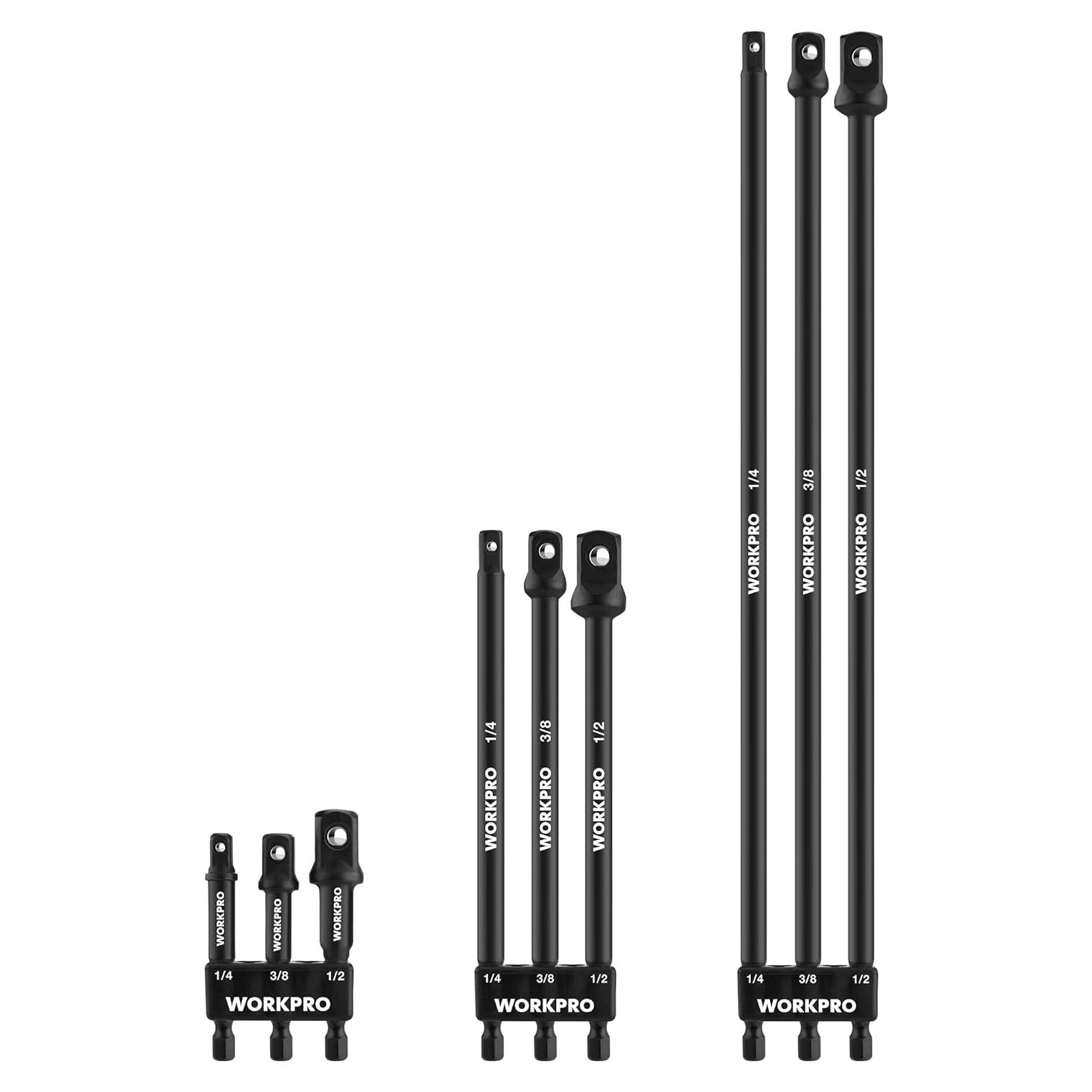 Set de Adaptadores de Socket WORKPRO 9 Piezas Hexagonal