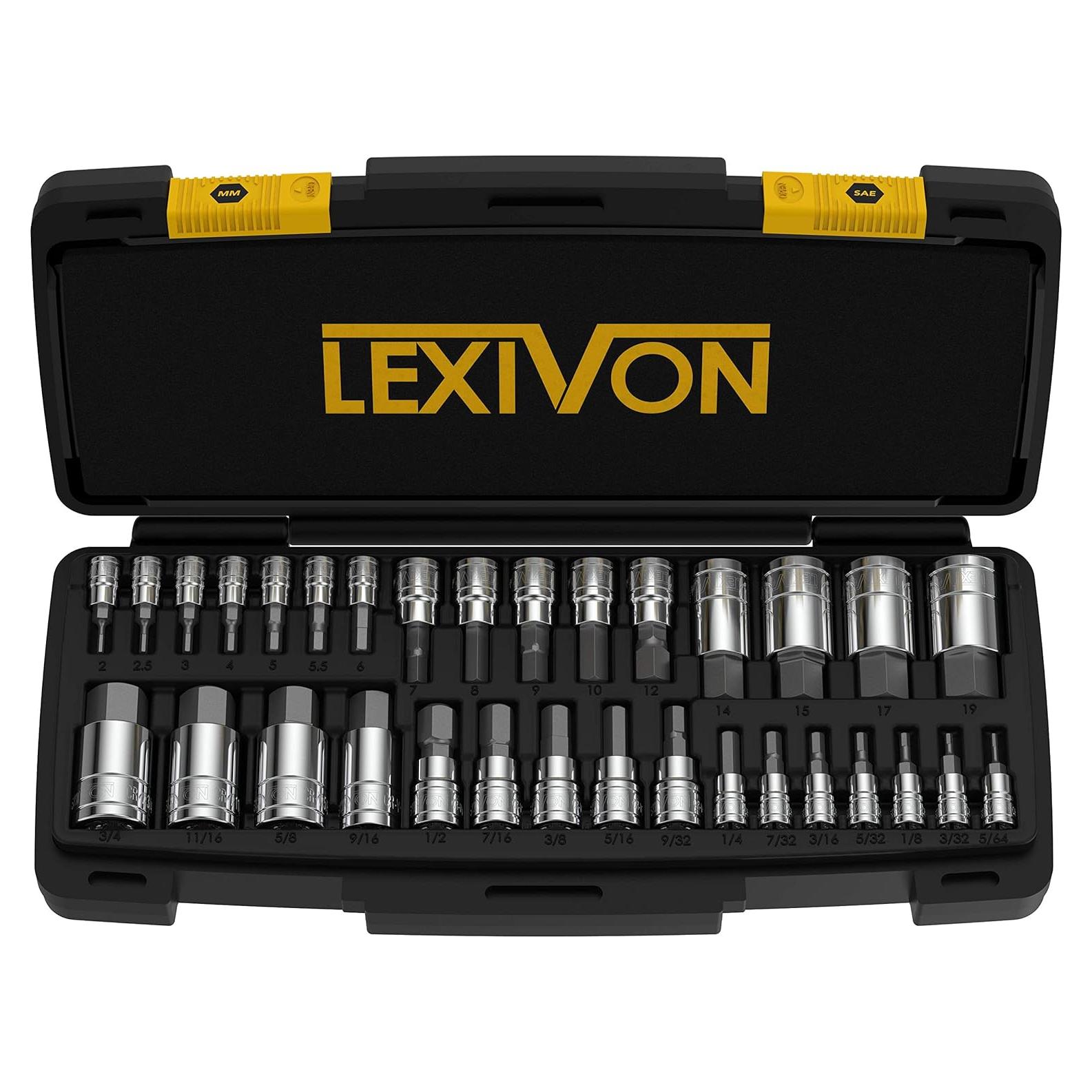 Conjunto de Enchufes HEX LEXIVON 32 Piezas Métricas y SAE