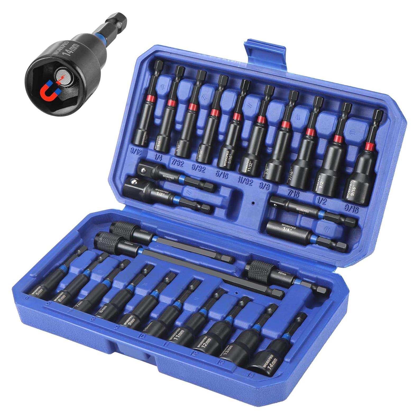 Set 27 Piezas Controladores Tuercas Magnéticos WORKPRO