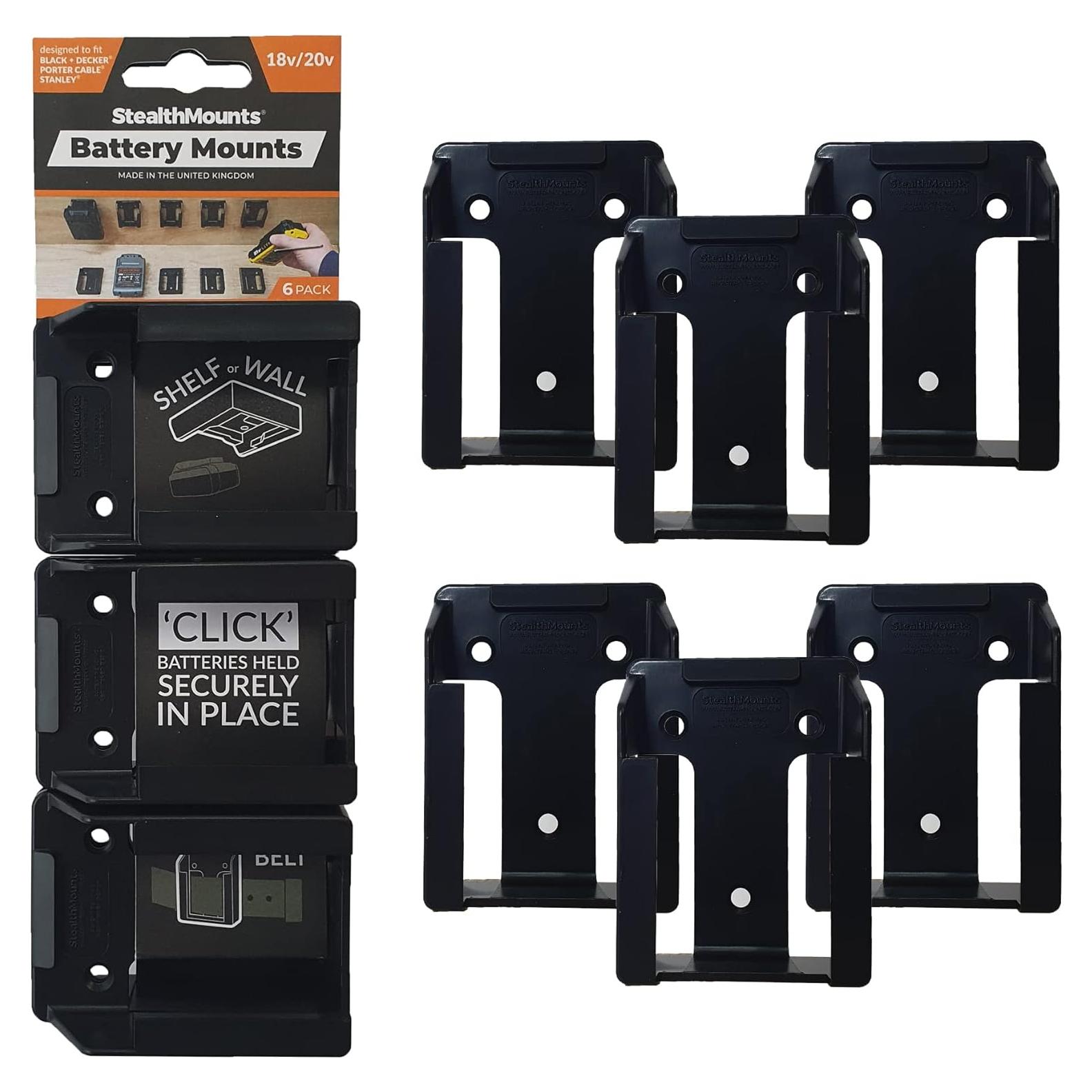 Soporte de Batería StealthMounts para Black & Decker 20V - 6 Piezas