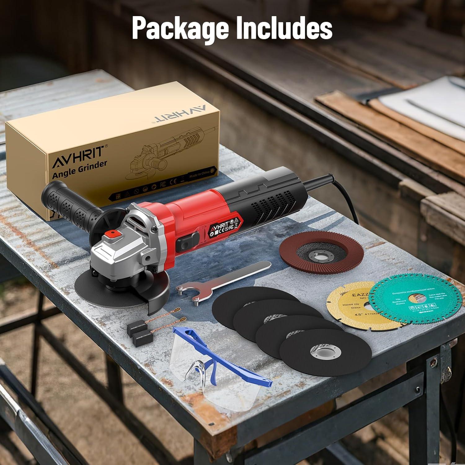 Amoladora Angular Avhrit 1200W 4.5" 13000 RPM Ergonómica