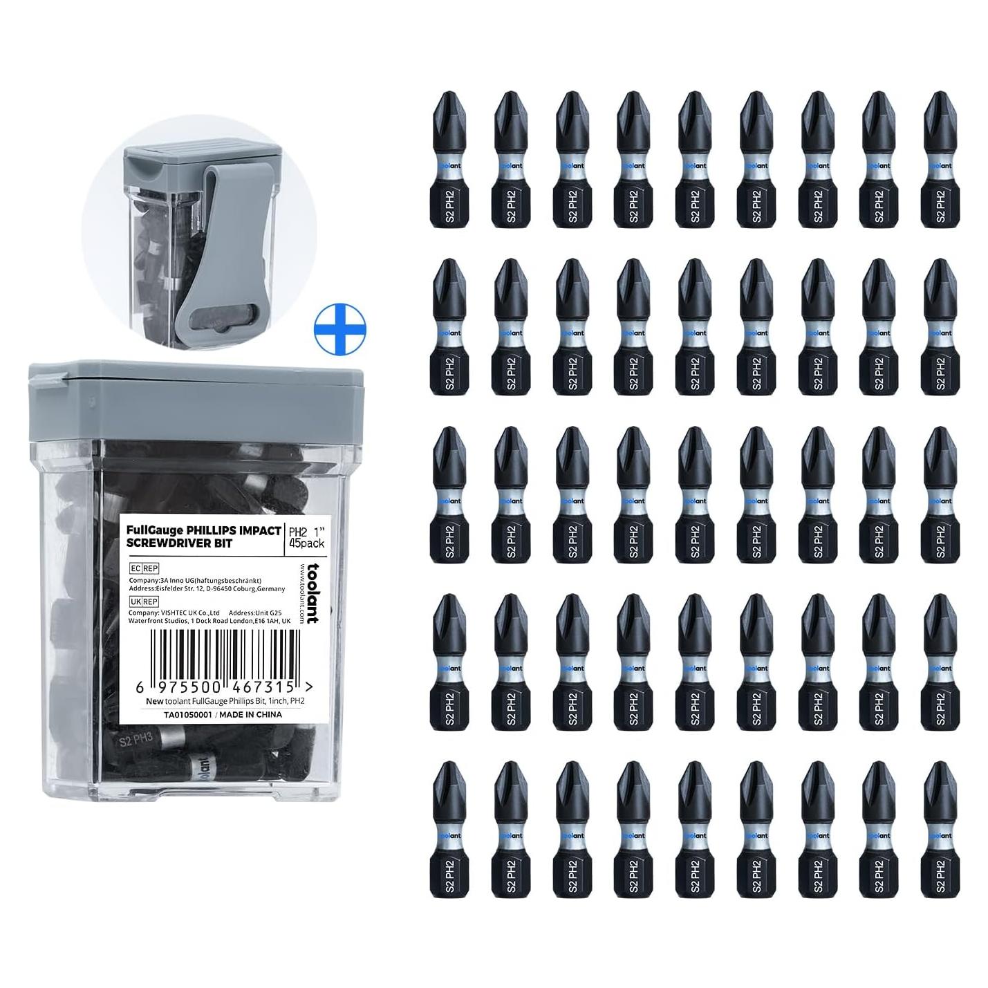 Juego de Puntas Destornillador Phillips #2 Toolant 45pcs